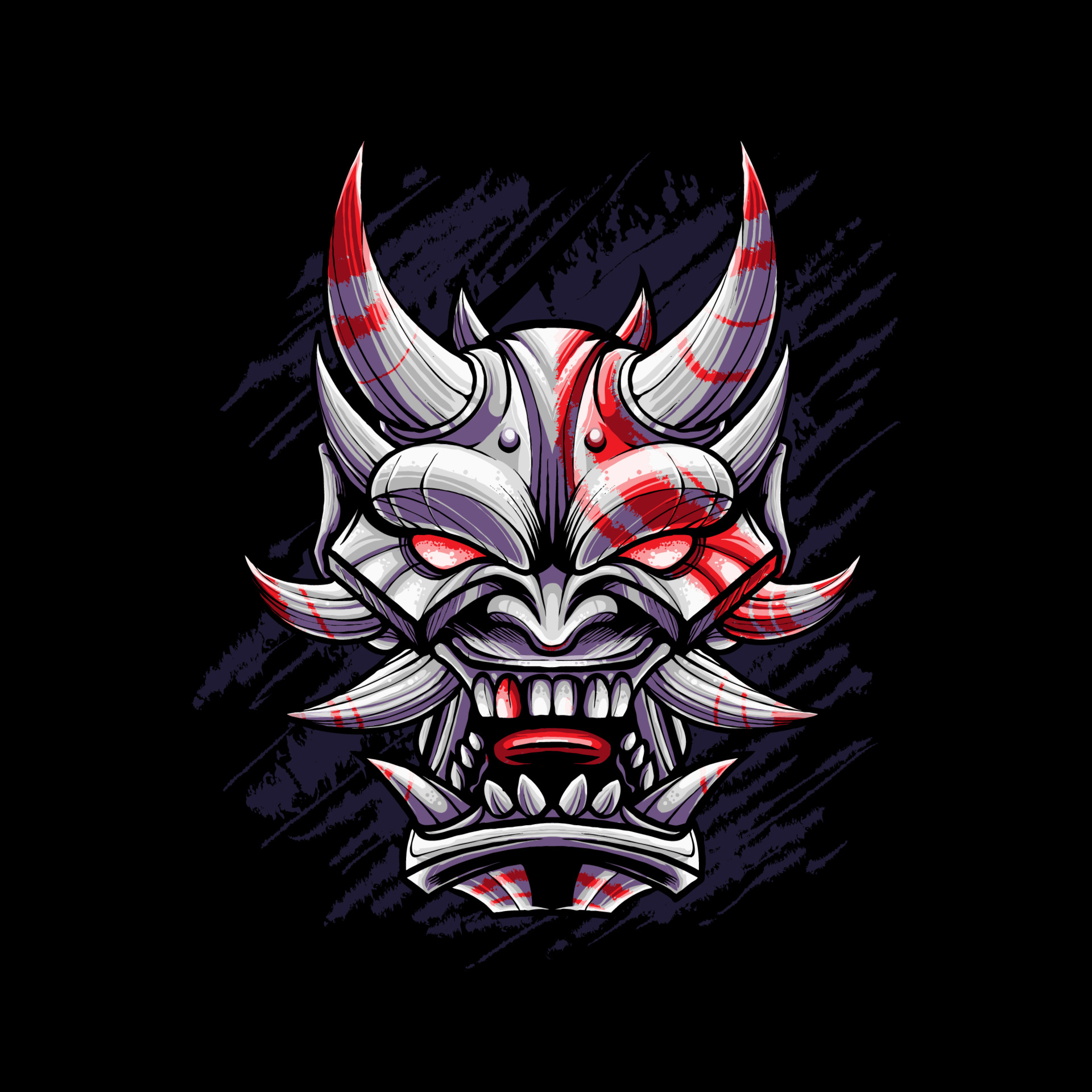 1920x1920 Japanese Devil Oni Mask Illustration 3488204 Vector Art
