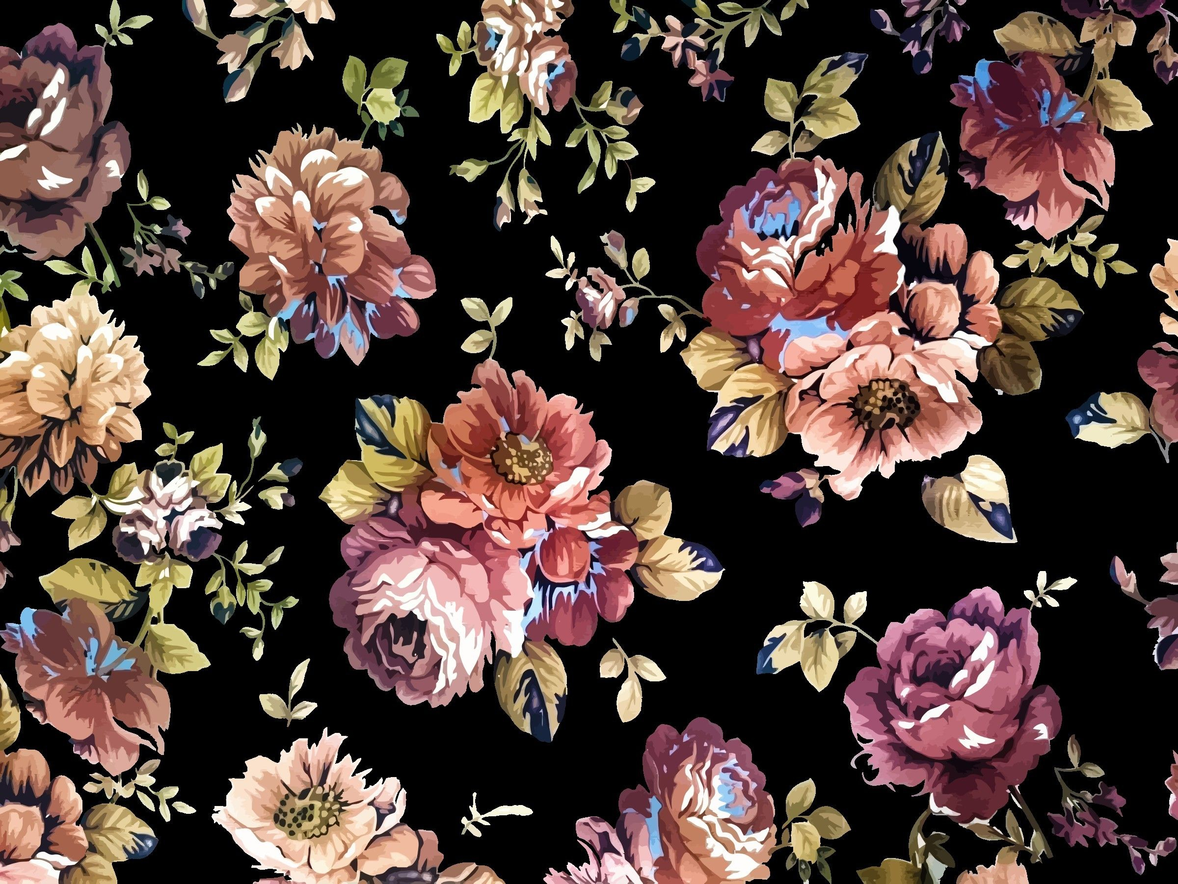 2400x1802 Vintage Floral Peach Wallpapers