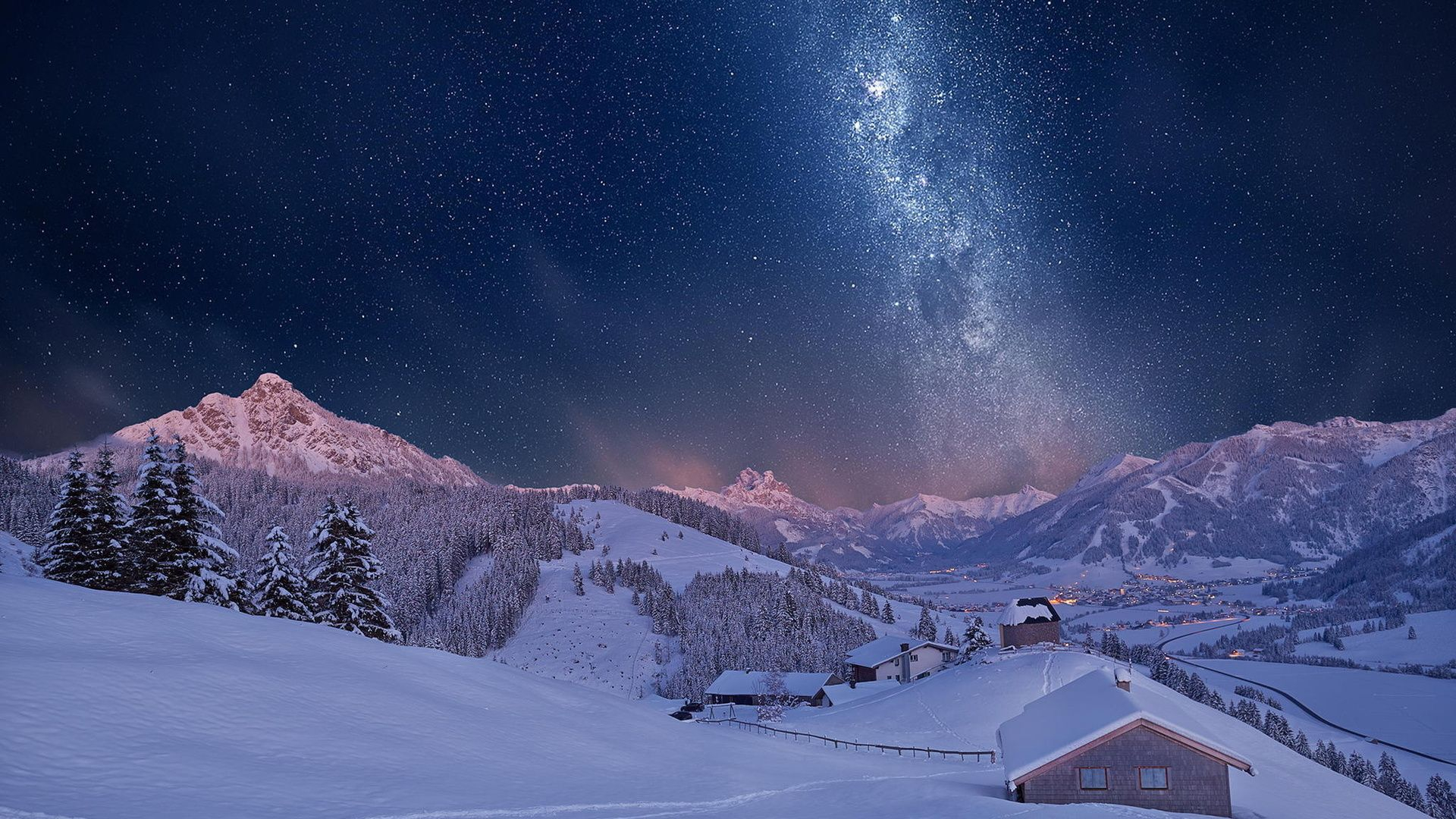 1920x1080 Winter Night Sky Wallpapers