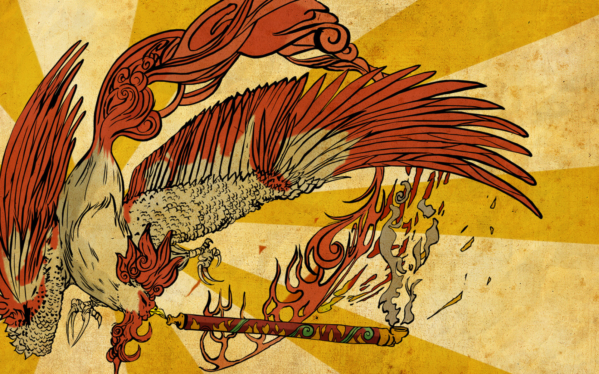 1920x1200 Okami Wallpaper: The Fire Bird Minitoky