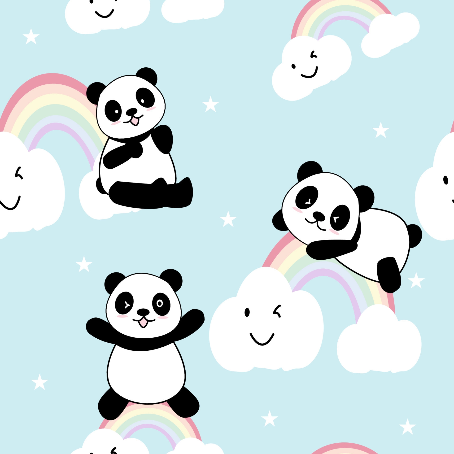 1920x1920 Cute Panda Seamless Pattern Background, Cartoon Panda Bears Vector illustration, Creative kids for fabric, wrapping, textile, wallpaper, apparel. 7888296 Vector Art