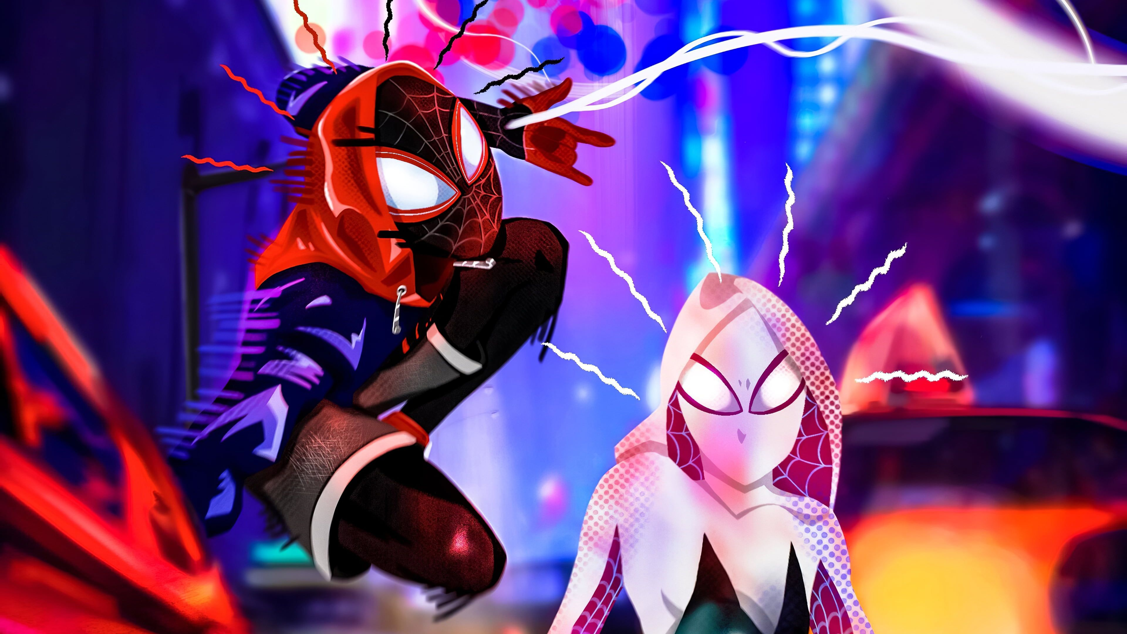 3840x2160 Movie Spider-Man: Into The Spider-Verse Gwen Stacy Marvel Comics Miles Morales #Spider-Man #4K #wallpape&acirc;&#128;&brvbar; | Purple haired anime characters, Spider verse, Spiderma