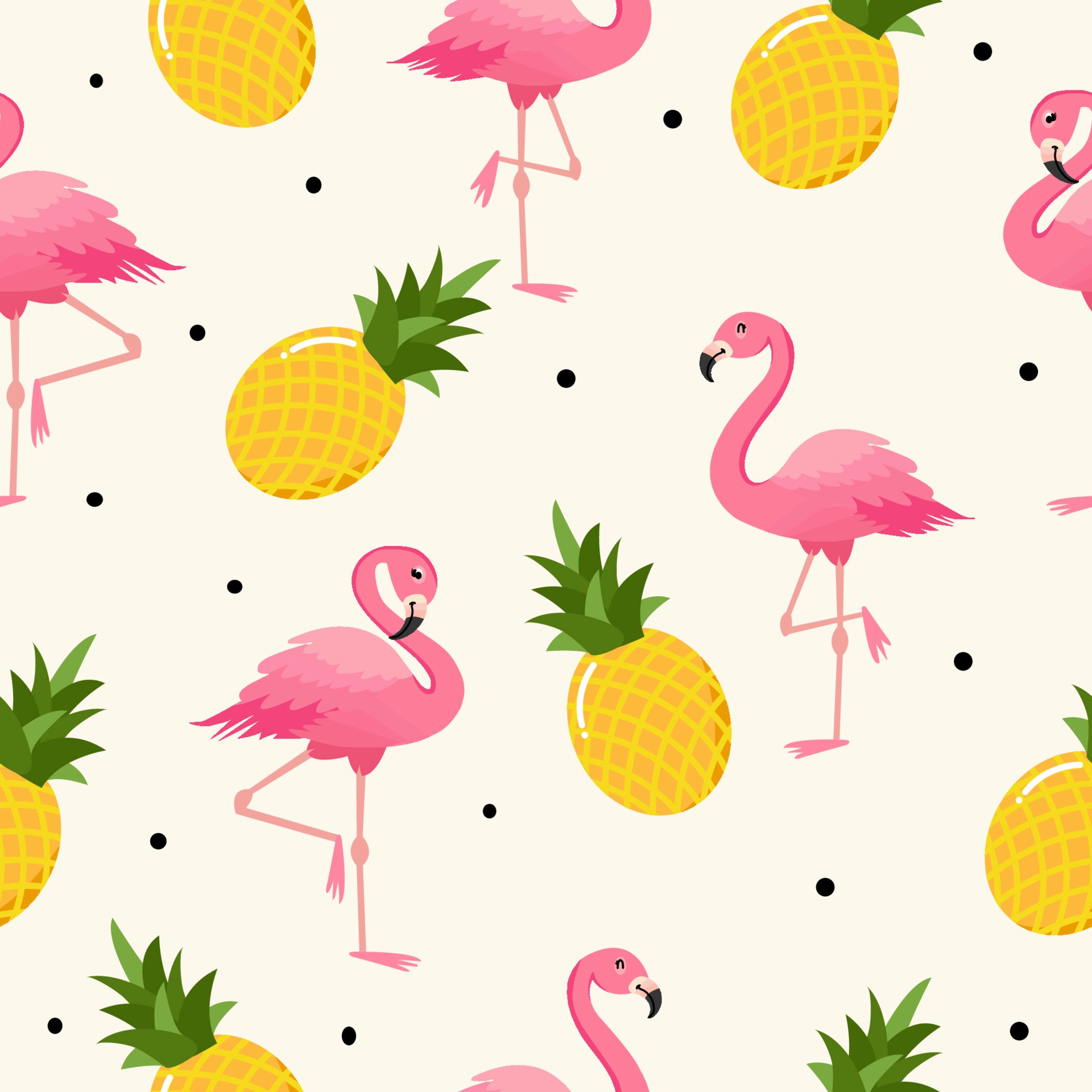 1920x1920 Flamingo and Pineapple fruit seamless pattern background,Vector illustration for textile print, wallpaper, fashion design 4706877 Vector Art
