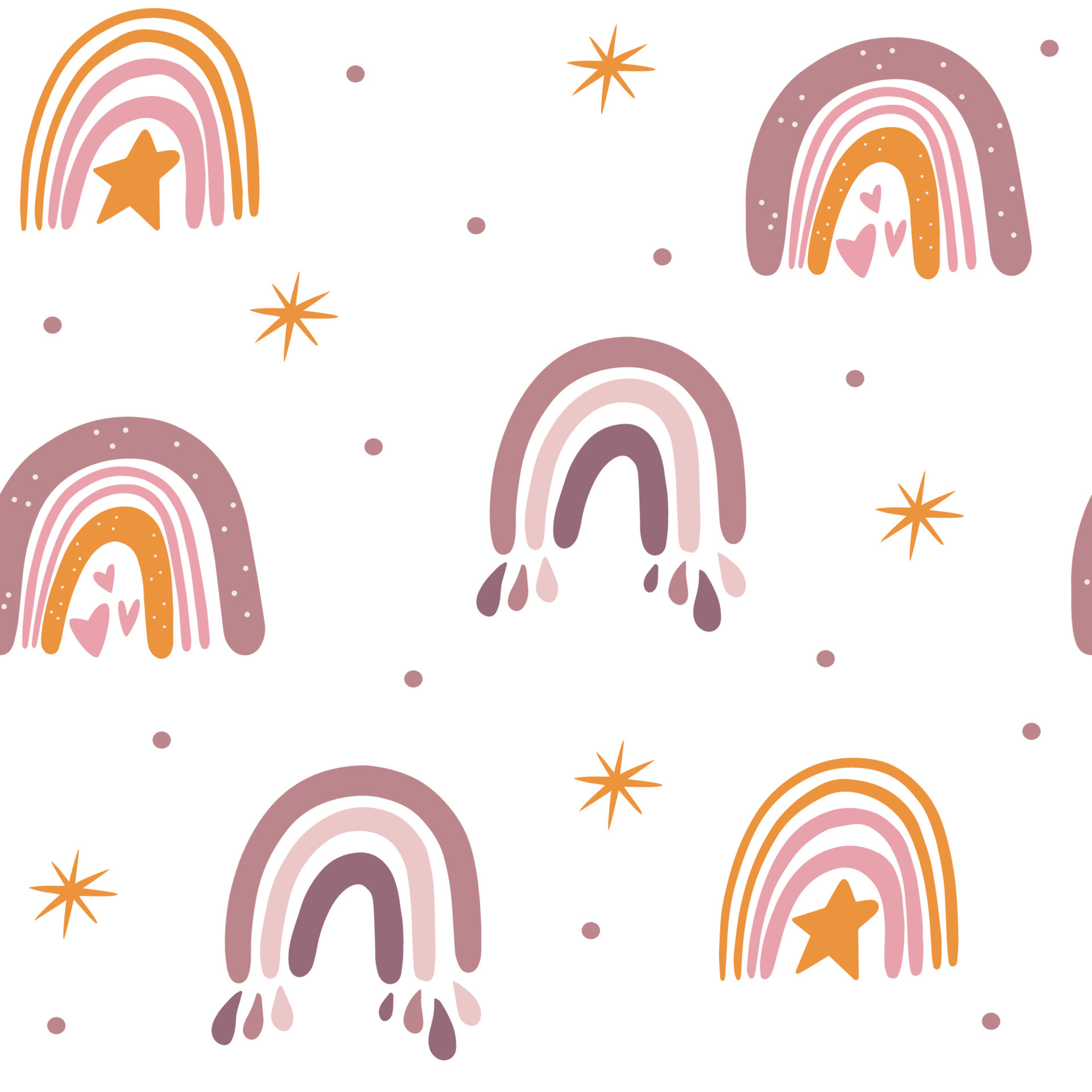 1920x1920 Rainbow seamless pattern. Hand draw boho rainbows, stars and hearts. Creative Scandinavian children's texture for fabric, wraps, textiles, wallpaper, clothing. Vector illustration. 4302655 Vector Art