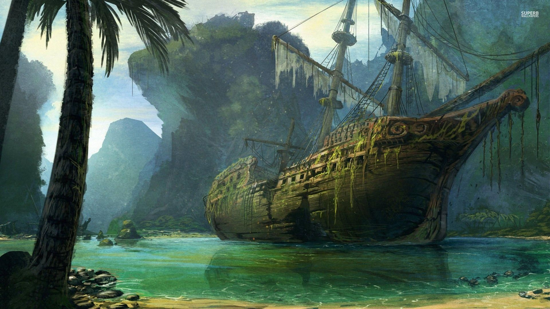 1920x1080 pictures of pirates | Pirate Ship Wallpapers | Fantasy landscape, Pirate island, Pirate art