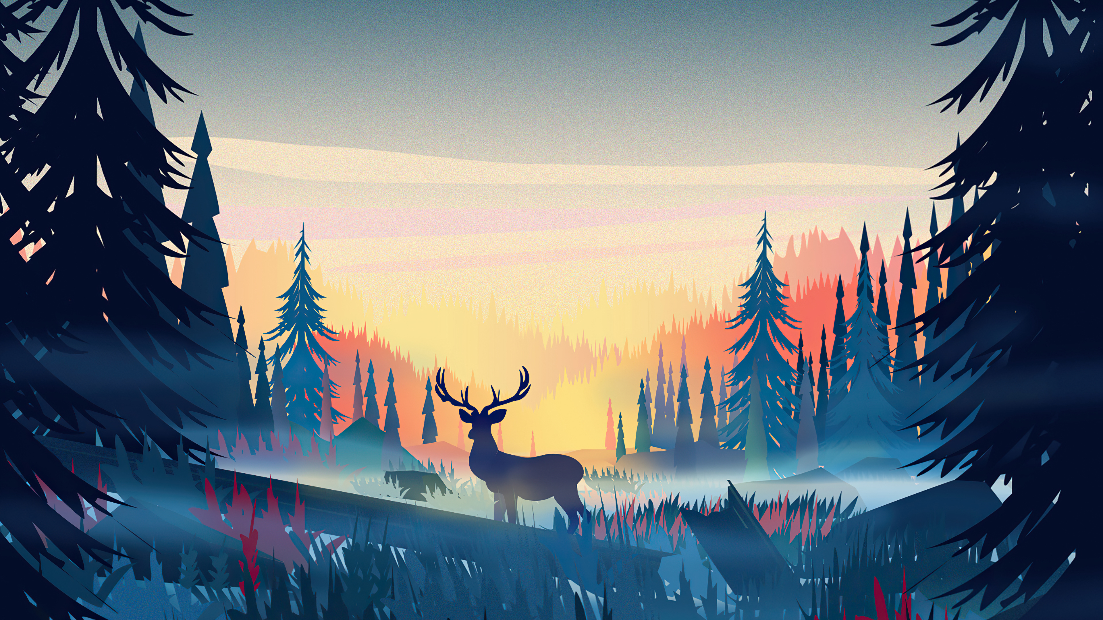 3840x2160 Reindeer Minimal Forest Minimalism 4k, HD Artist, 4k Wallpapers, Images, Backgrounds, Photos and Pictures