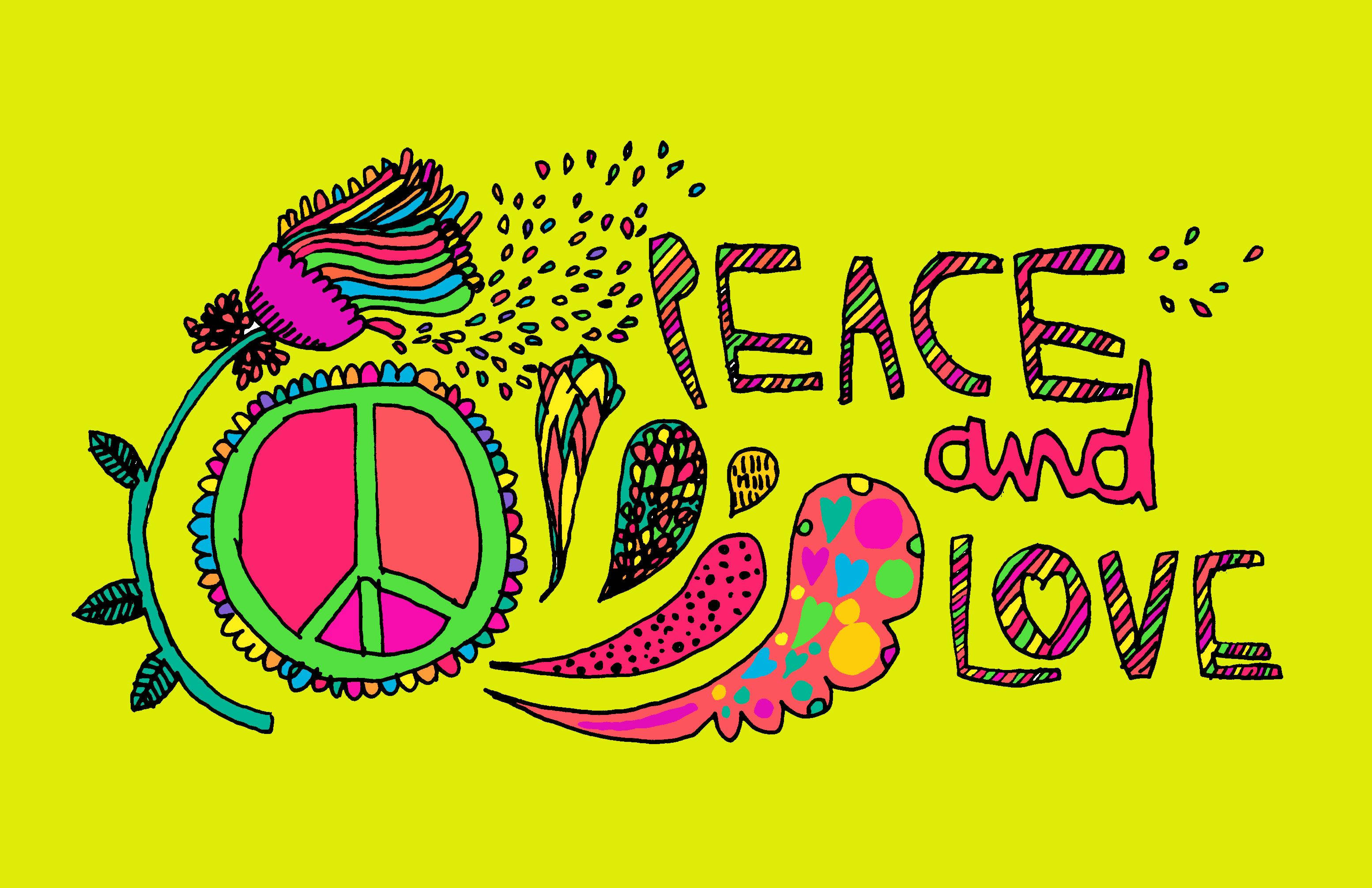 3108x2012 Download Hippie Peace And Love Poster Wallpaper