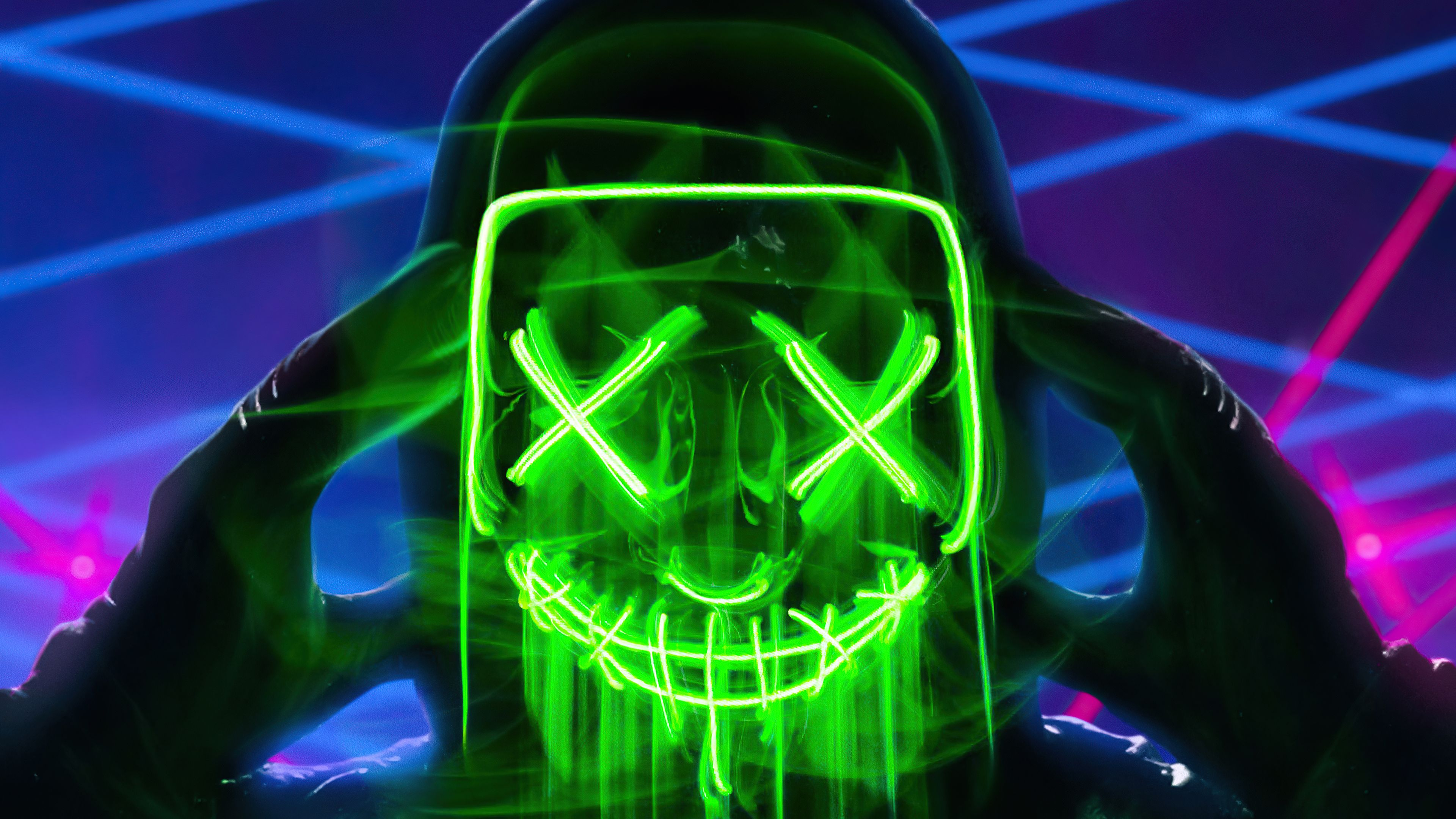 3840x2160 Neon Green Mask Triangle Guy | Neon green, Hd wallpaper iphone, Ne
