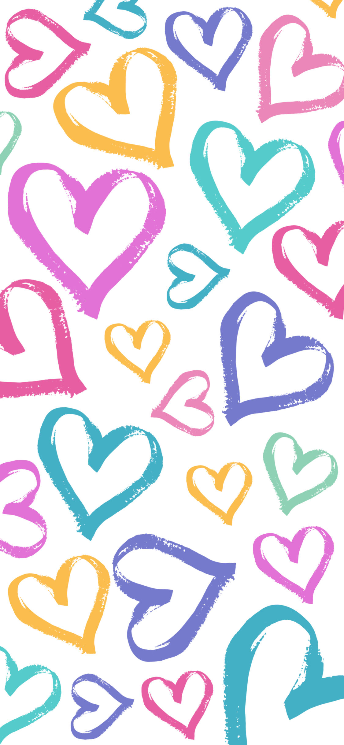 1125x2436 Heart Pattern Wallpaper Background for iPhone {Pastel Rainbow Colors!} What Mommy Does