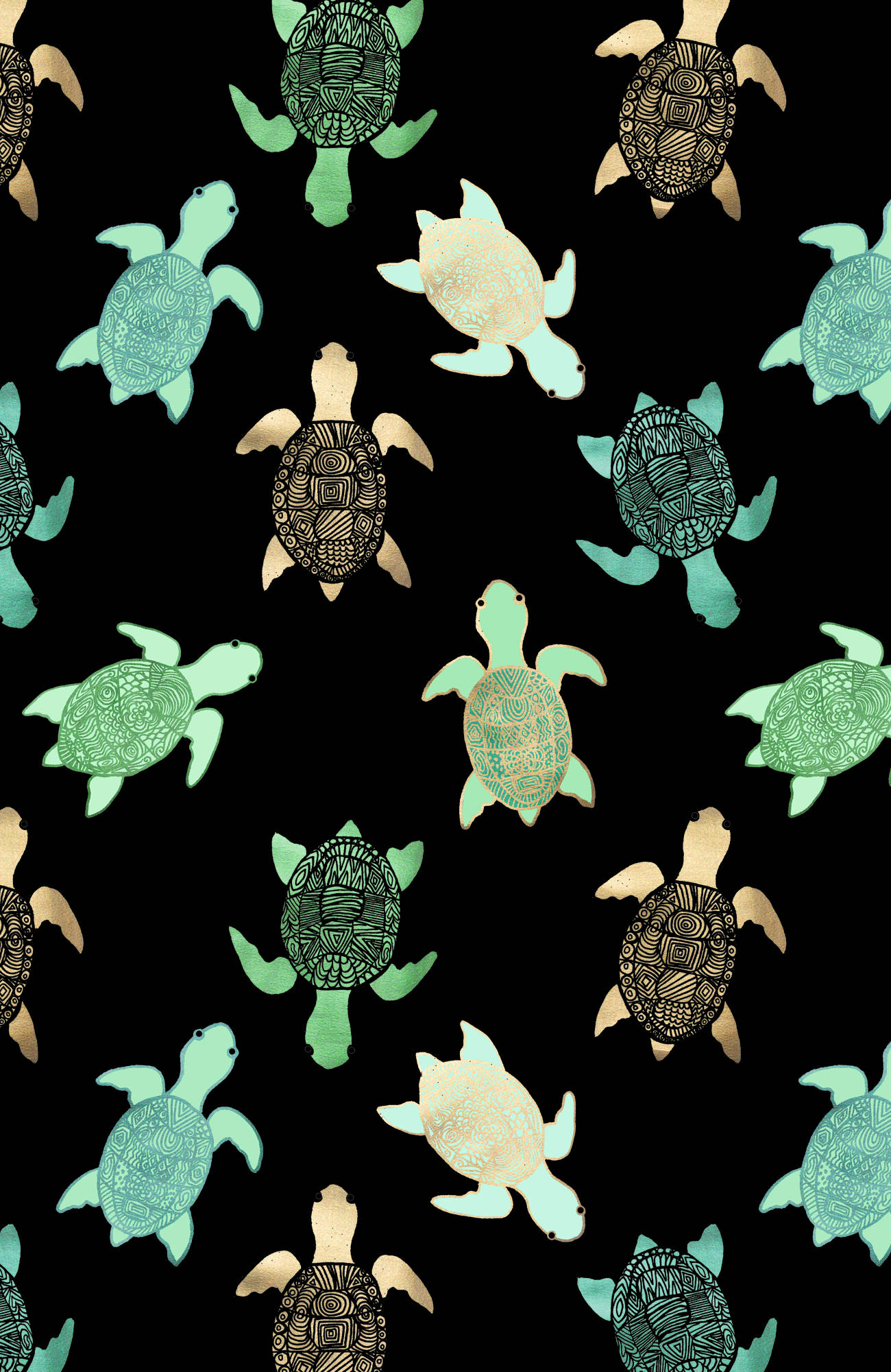 1300x2000 Download Aesthetic Green And Brown Cute Turtle Wallpaper