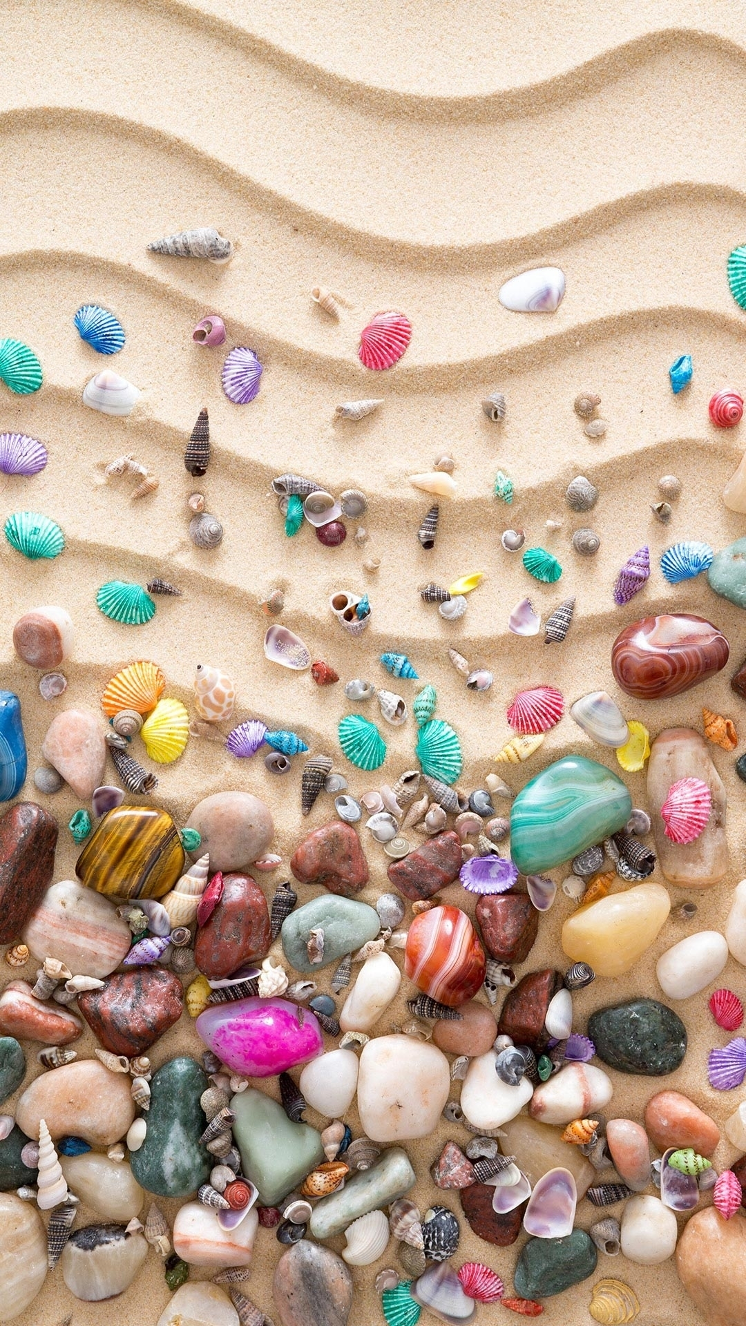 1080x1920 Colorful Seashell Sand Download Free Wallpapers for iPhone 6, 7, 8