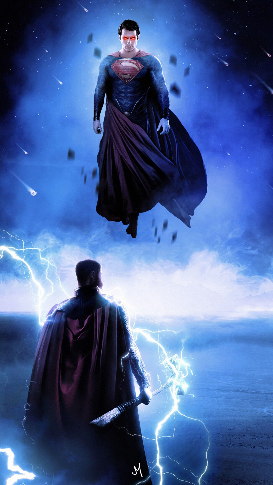 1152x2048 Superman Vs. Thor | Superhero wallpaper, Thor vs superman, Dc comics wallpaper