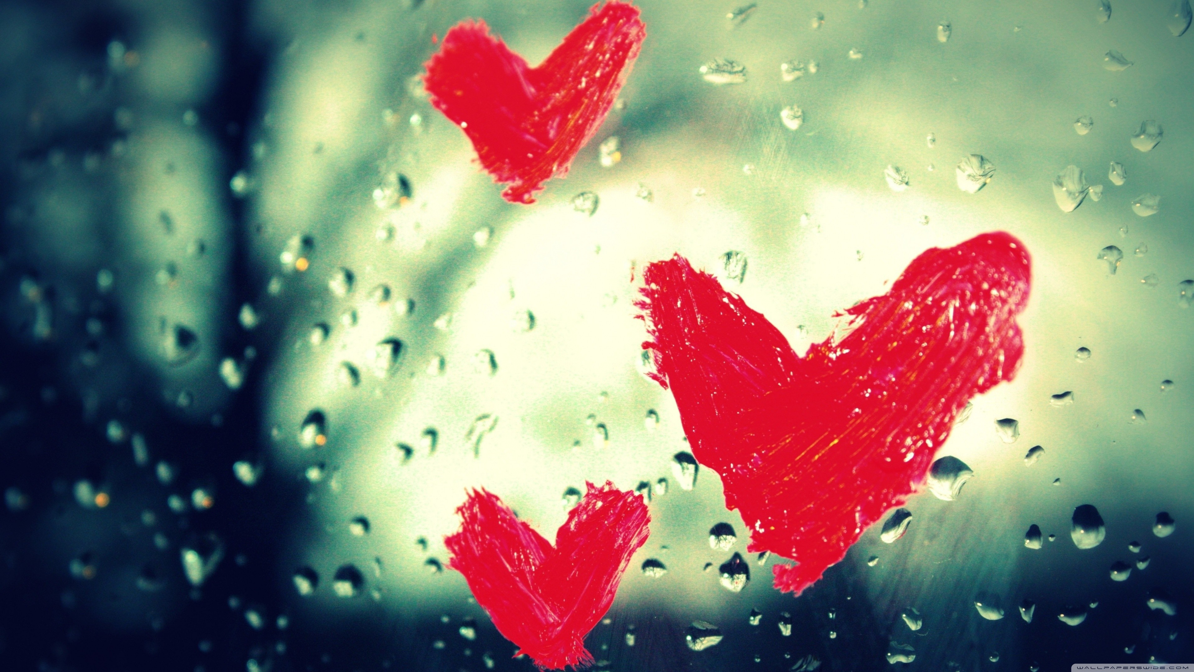 3840x2160 Abstract happy glass valentines day condensation hearts rain on glass wallpaper | | 17876