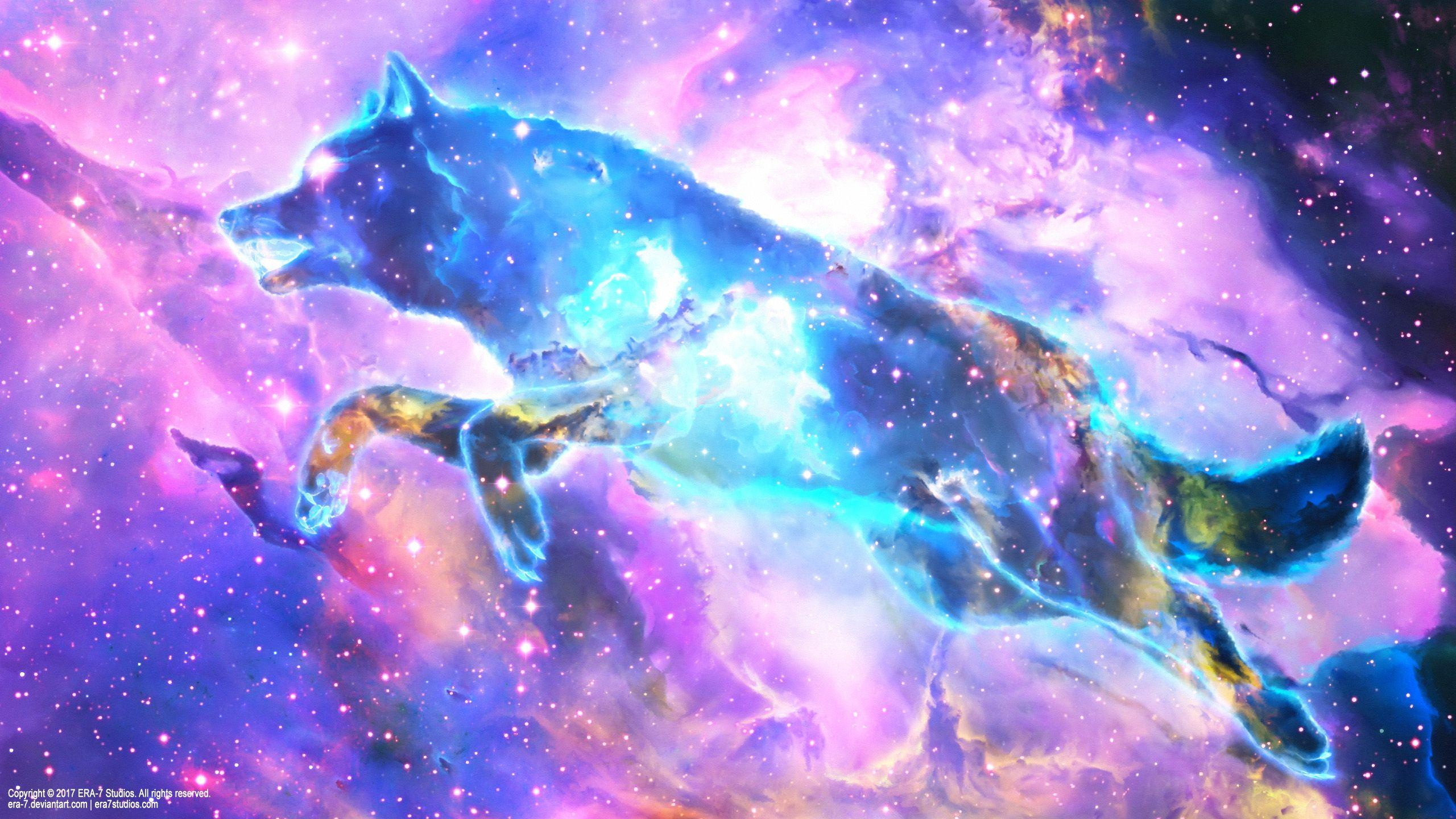 2560x1440 Galaxy Wolf Wallpaper