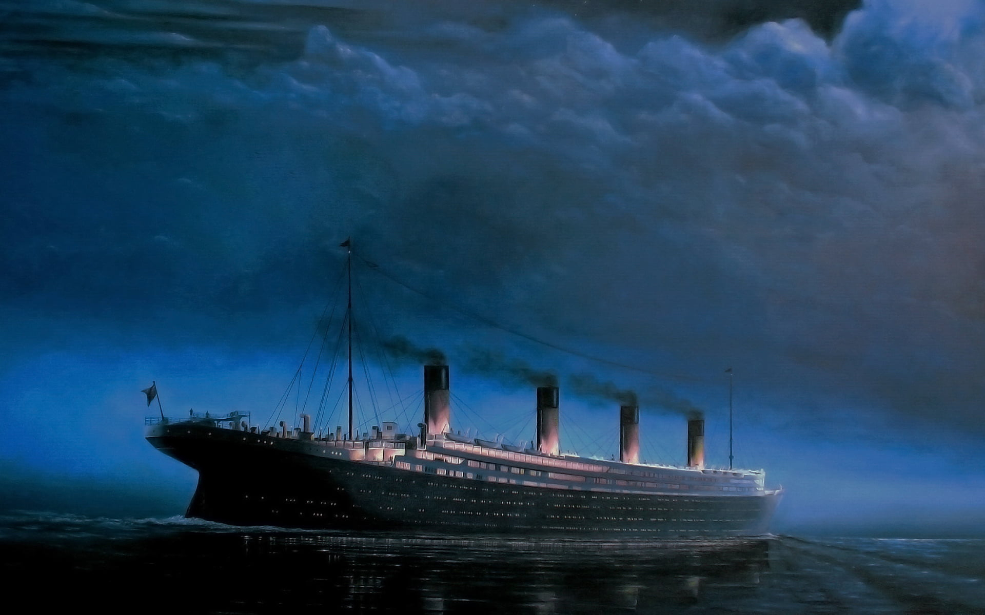 1920x1200 Gray cruiser illustration, Titanic, sea, night, clouds HD wallpaper |