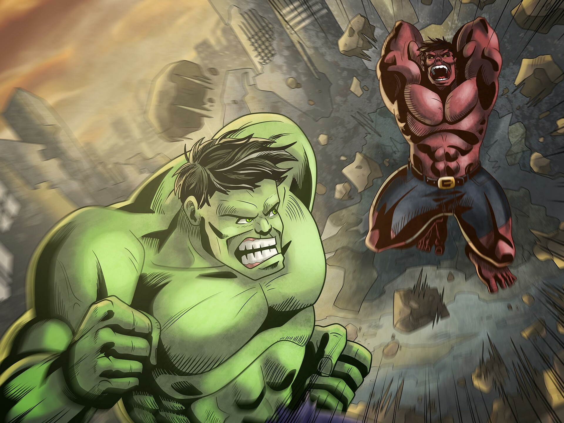 1920x1440 ArtStation Hulk versus Red Hulk