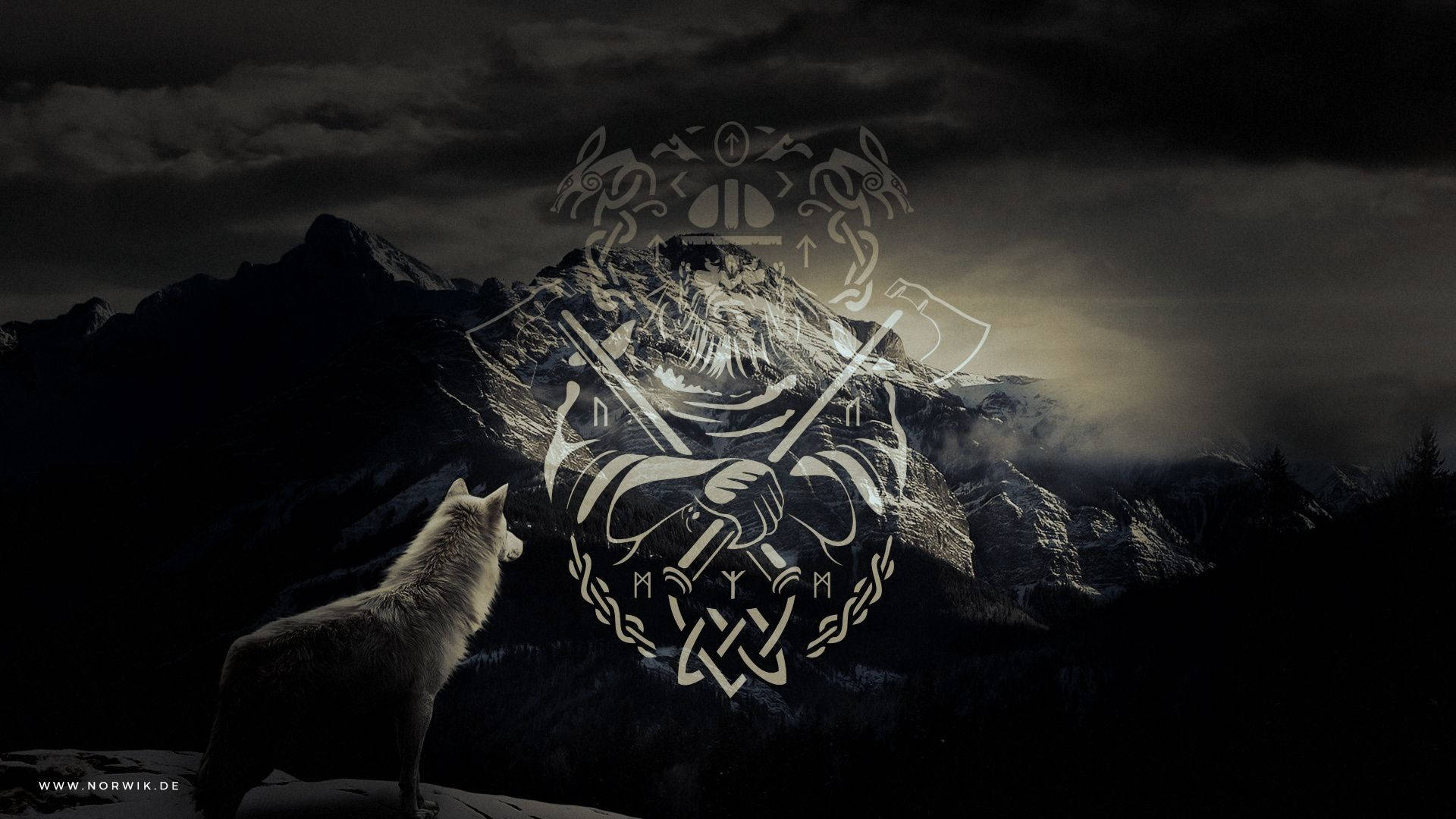 1920x1080 Download Wolf Mountain Viking Background Wallpaper