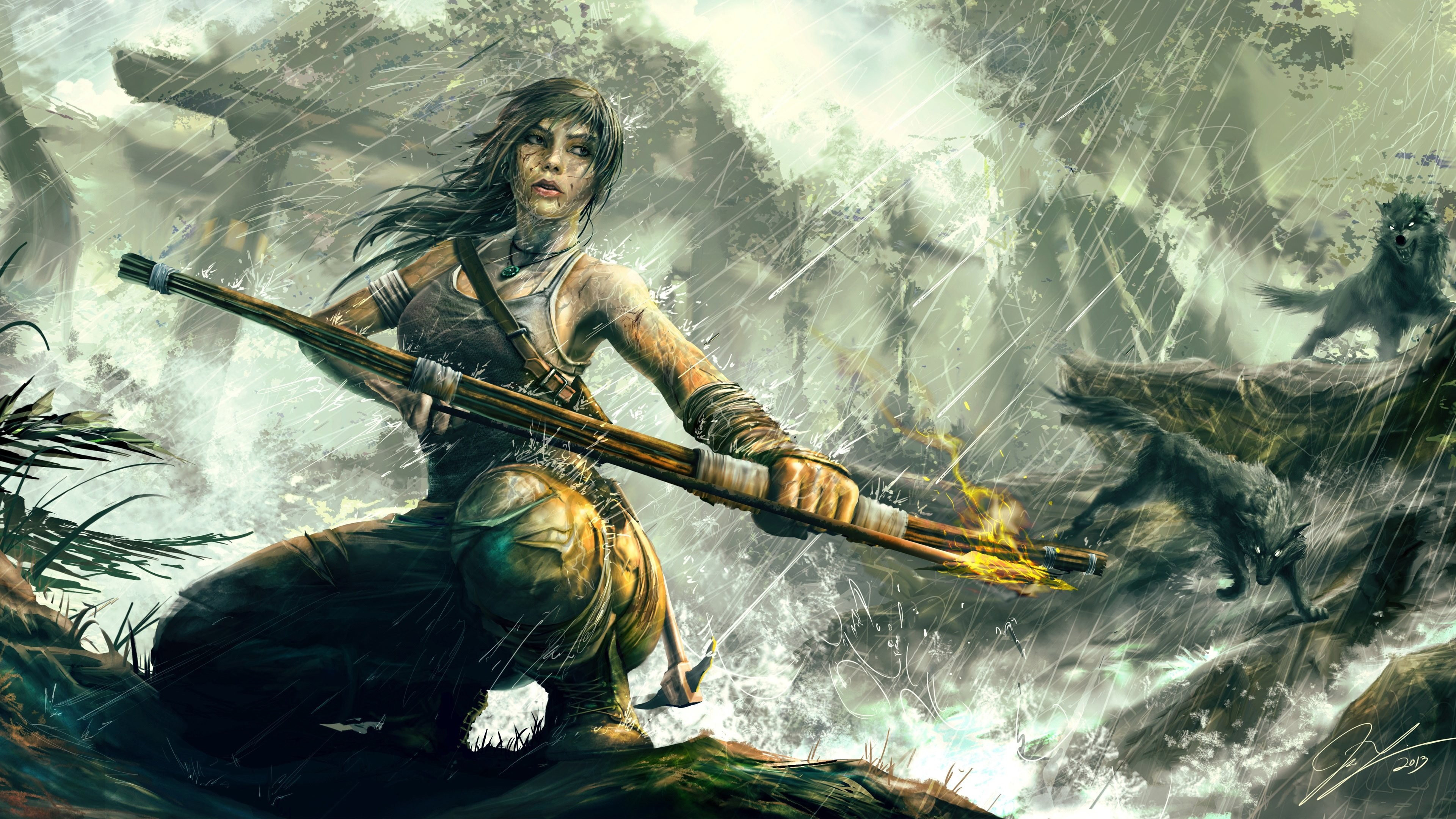 3840x2160 Rise of The Tomb Raider, Lara Croft in rain wallpaper | games | Wallpaper Better