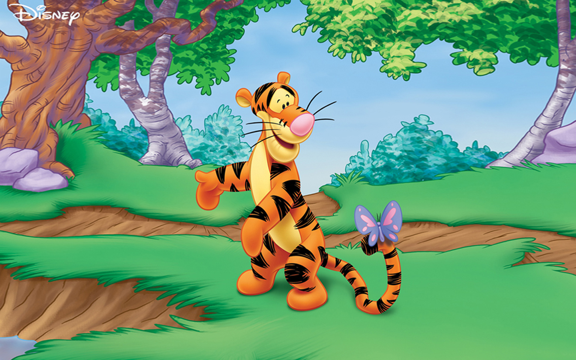 1920x1200 Tigger And Butterfly Winnie The Pooh Cartoon Disney Hd Wallpapers :