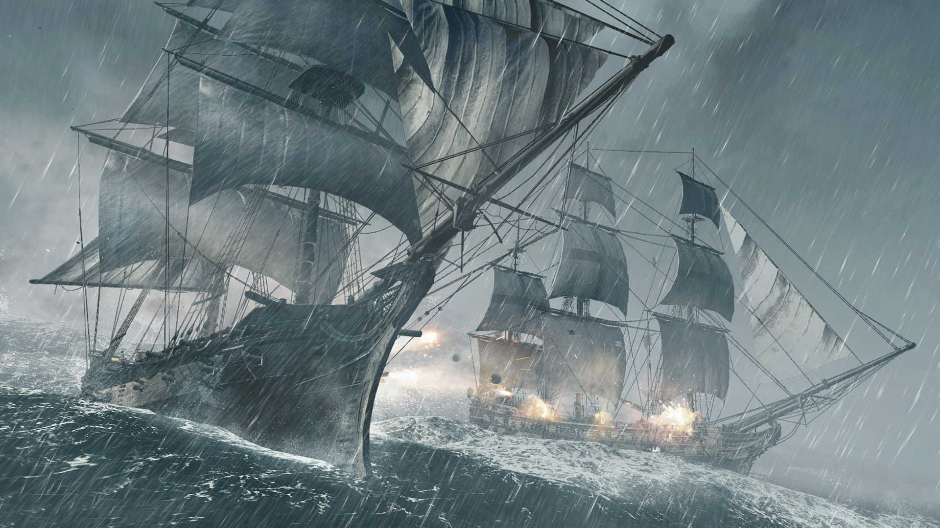 1920x1080 Assassin's Creed 4 Pirate Ships Battle Wallpaper