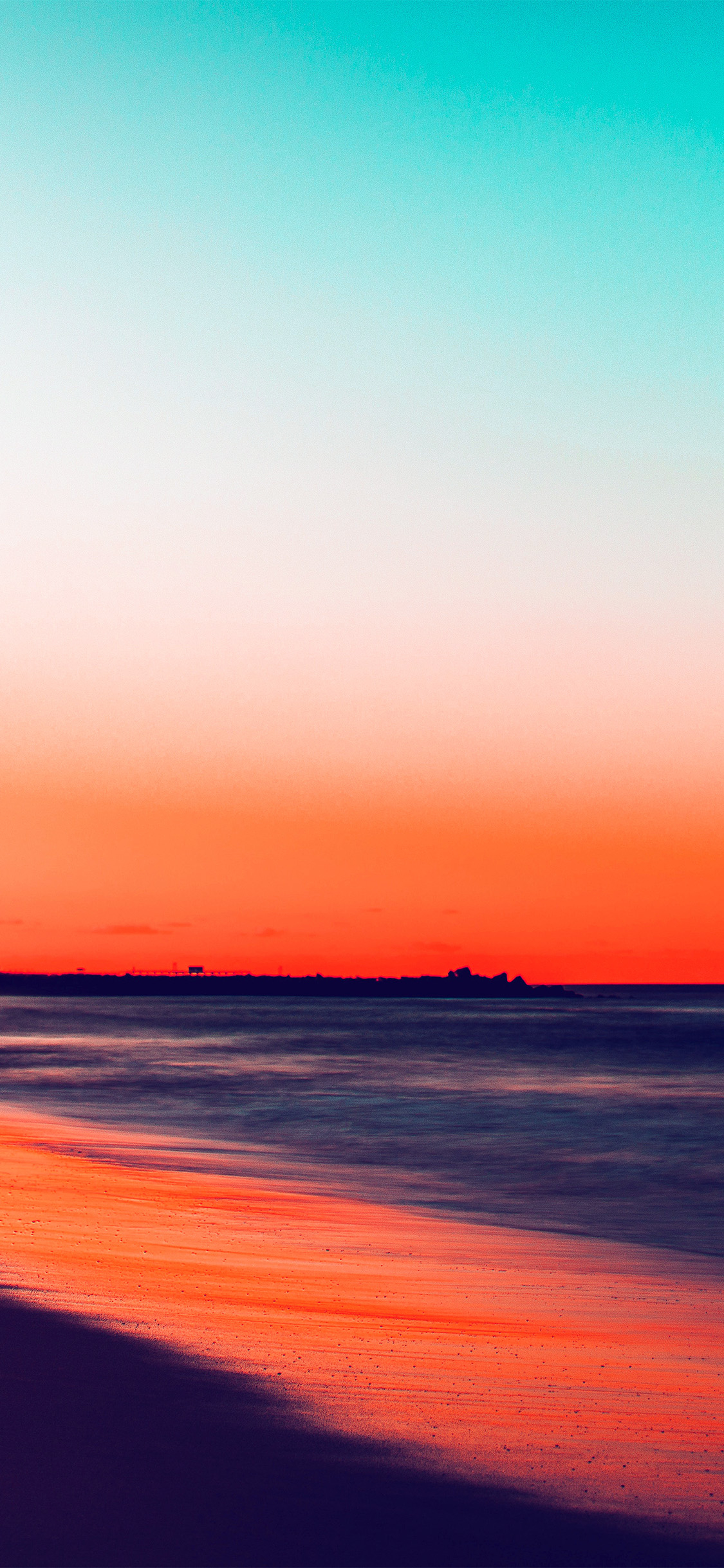 1125x2436 | iPhone X wallpaper | nu78-sunset-beachfall-night-sea-nature-red