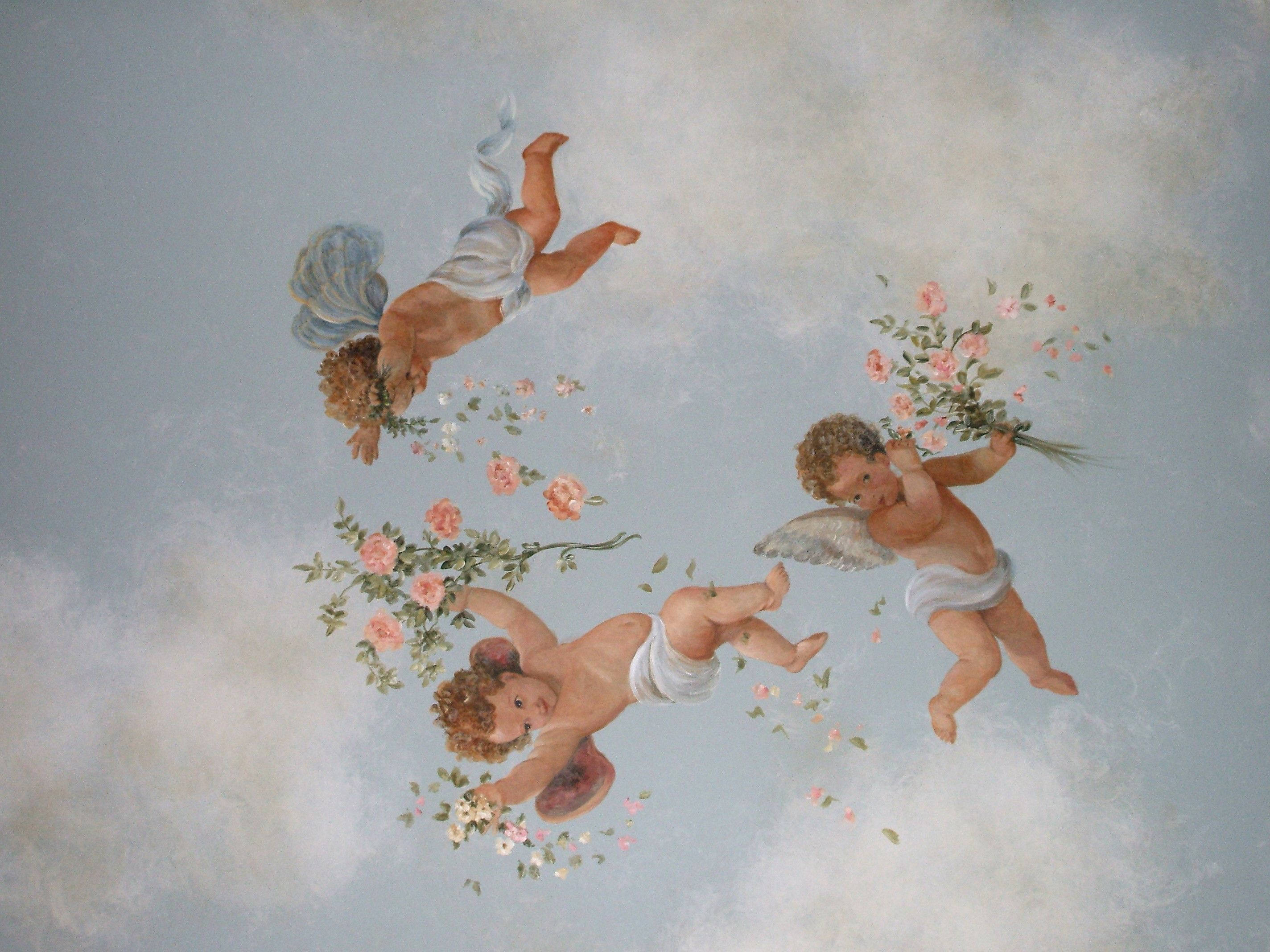 2848x2136 Download Aesthetic Art Flower Angels Wallpaper