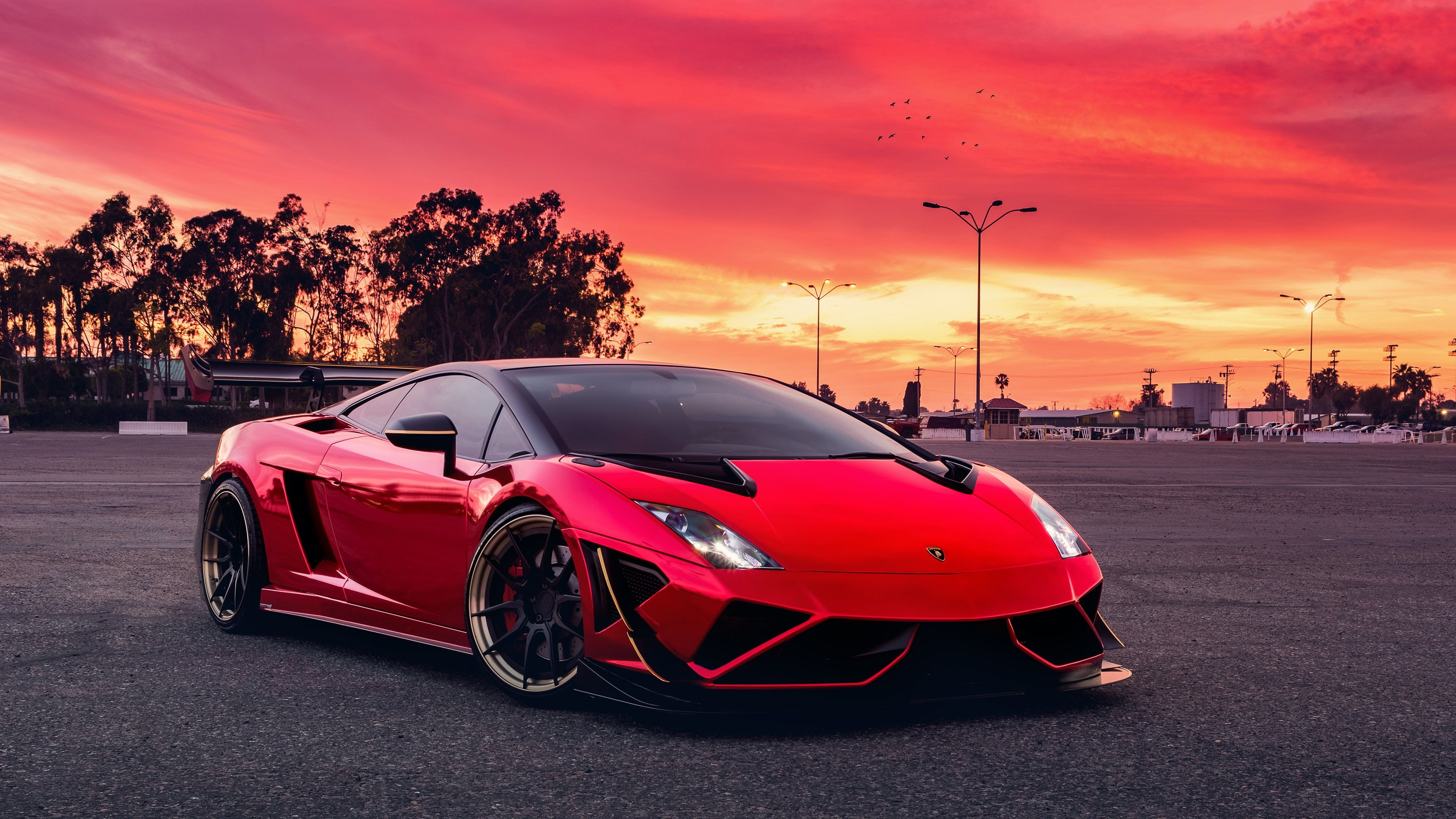 3840x2160 Red car wallpaper, red sky, sports car, vehicle, supercar, asphalt, lamborghini | Lamborghini gallardo, Supercars, Lamborghini