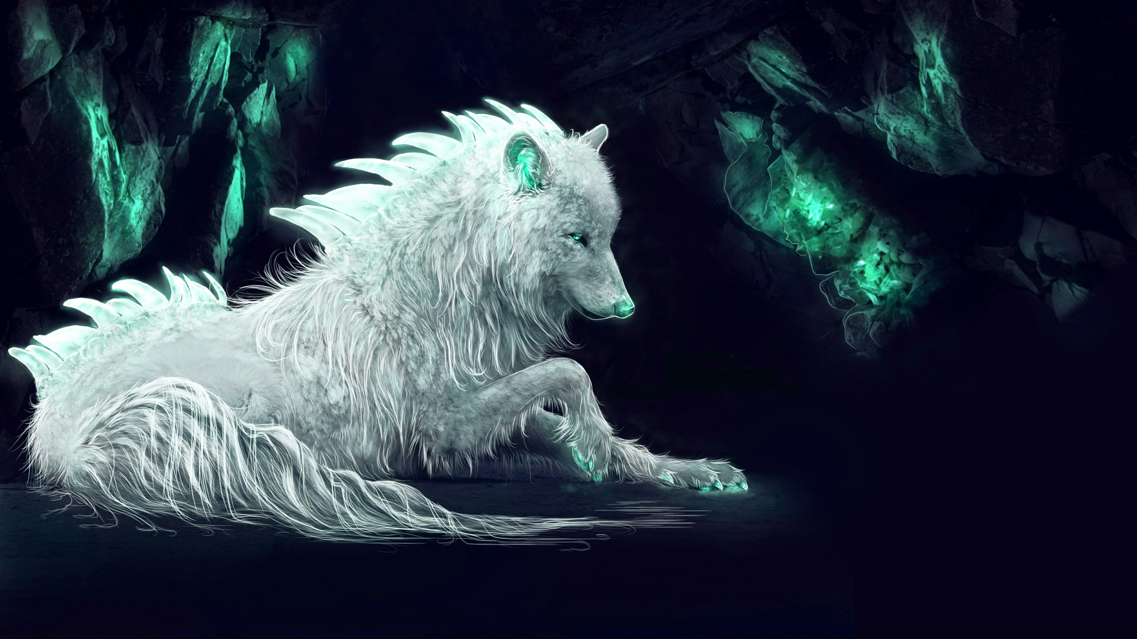 3840x2160 darkness #wolf white wolf fantasy art #imagination mythical creature #4K # wallpaper #hdwallpaper #deskto&acirc;&#128;&brvbar; | Papel de parede de lobo, Criaturas m&Atilde;&shy;ticas, Lobo &Atilde;&iexcl;rtic