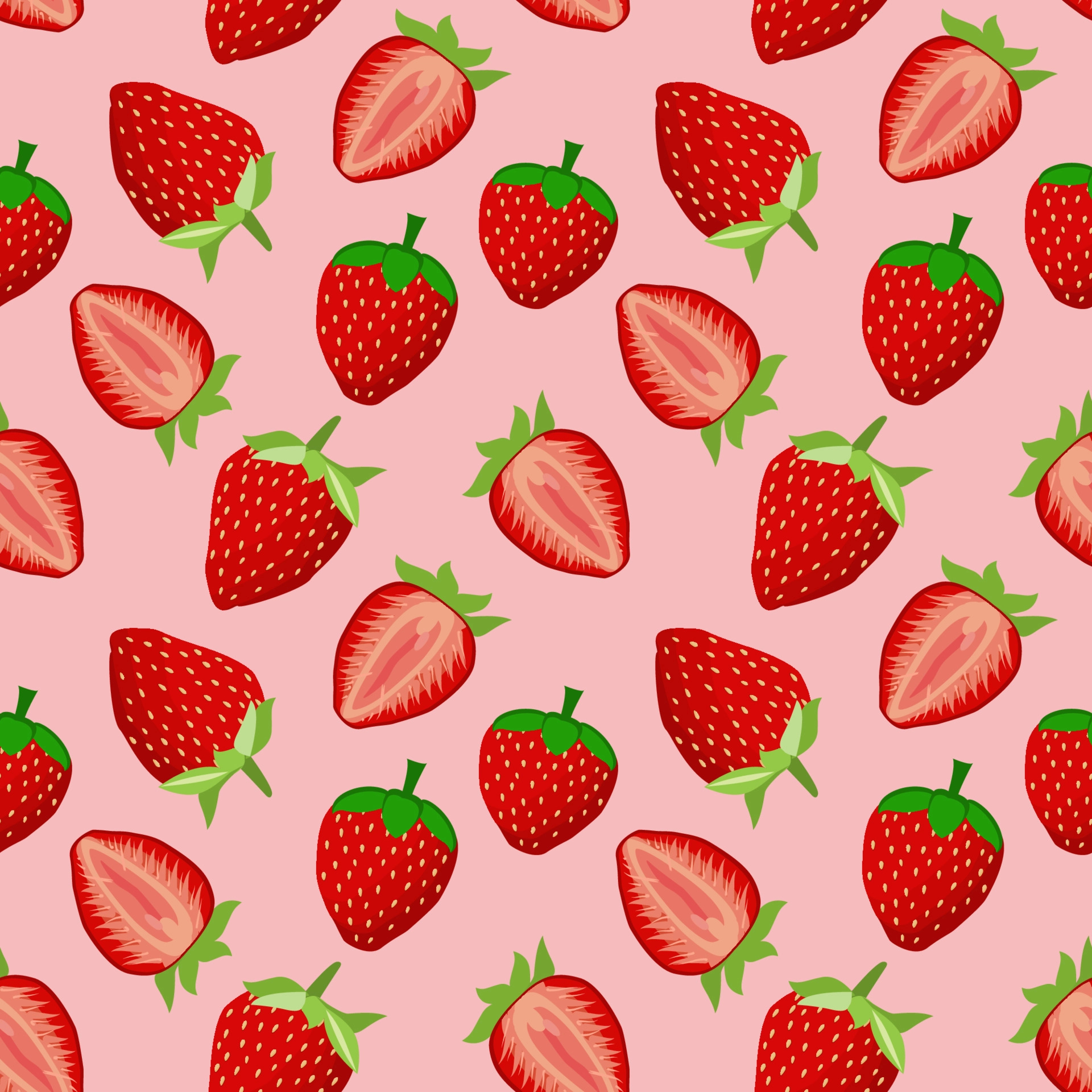 1920x1920 Cute strawberry cartoon seamless pattern vector Background design for kids, decorating, wallpaper, wrapping paper, fabric, backdrop 4964502 Vector Art
