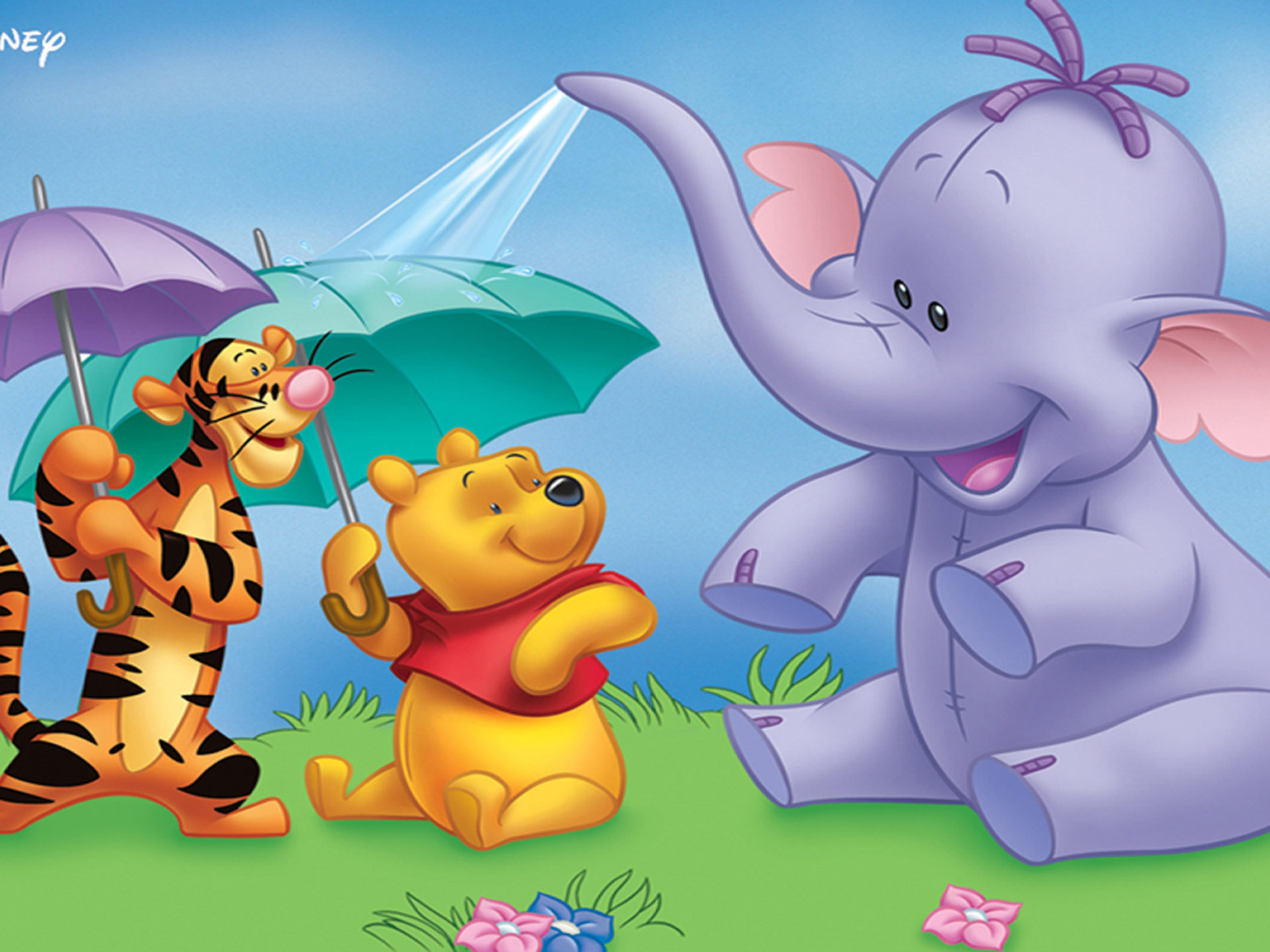 1920x1440 Heffalump Winnie The Pooh And Tigger Cartoon Umbrellas Desktop Wallpaper Hd Resolution 2880x1800 :