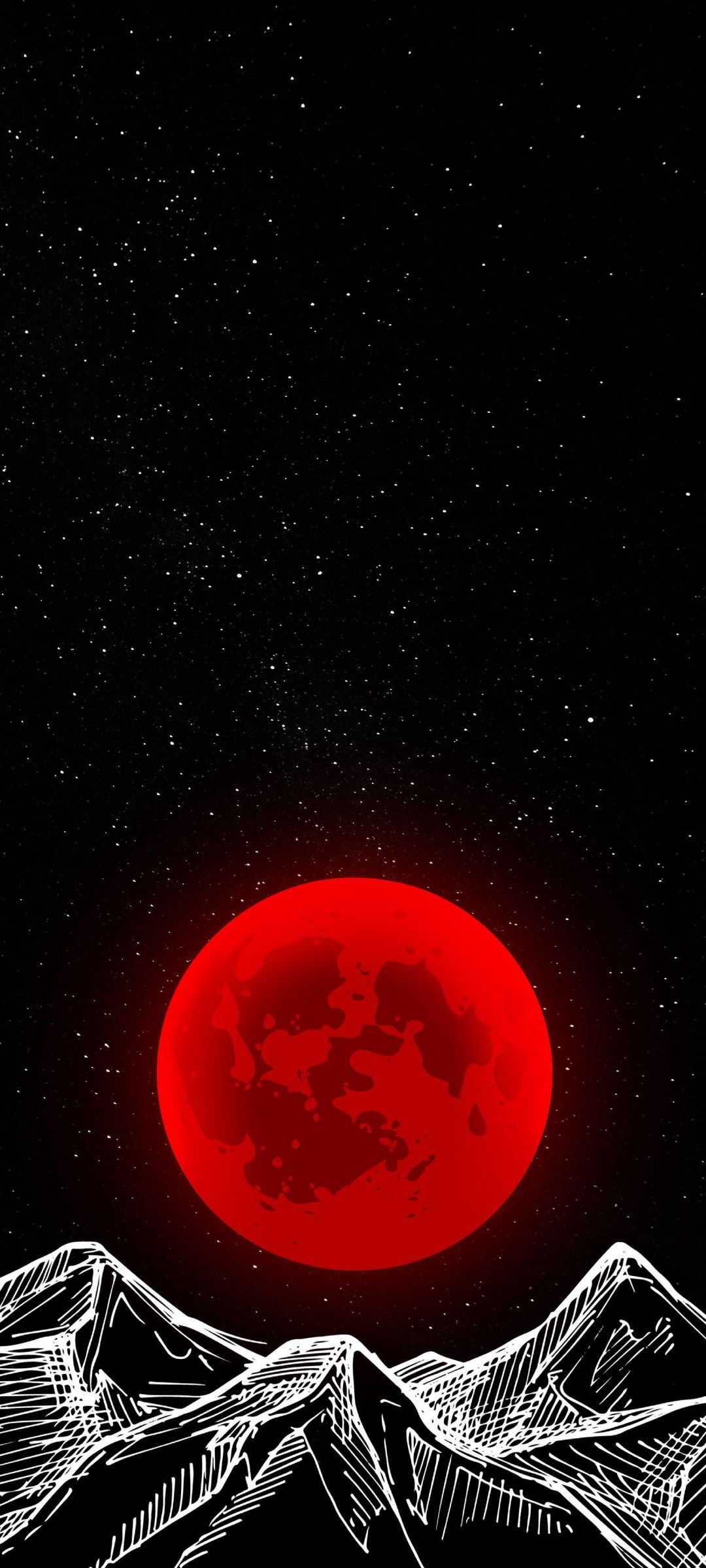 1080x2400 Vector Red Moon Black Phone Wallpaper