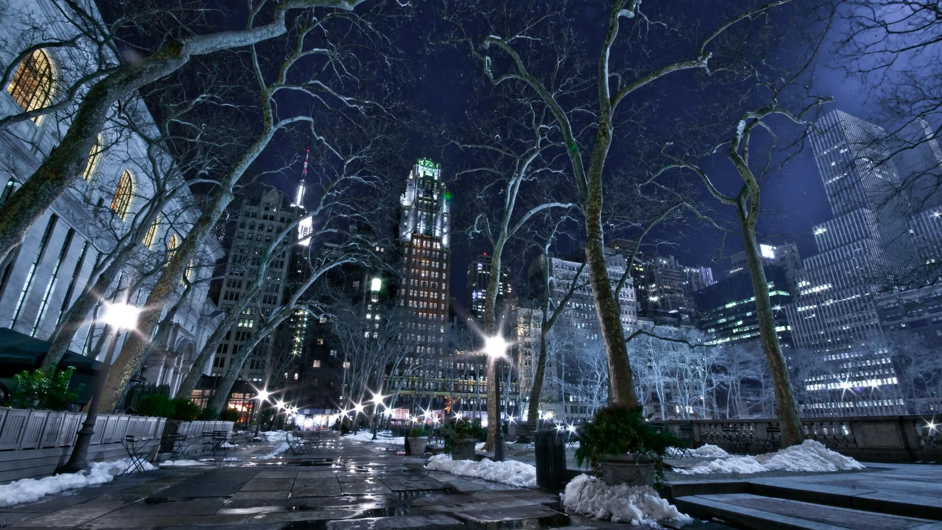 1920x1080 Winter City Wallpaper, High Definition, High Quality, Widescreen | New york winter, New york travel, Winter city