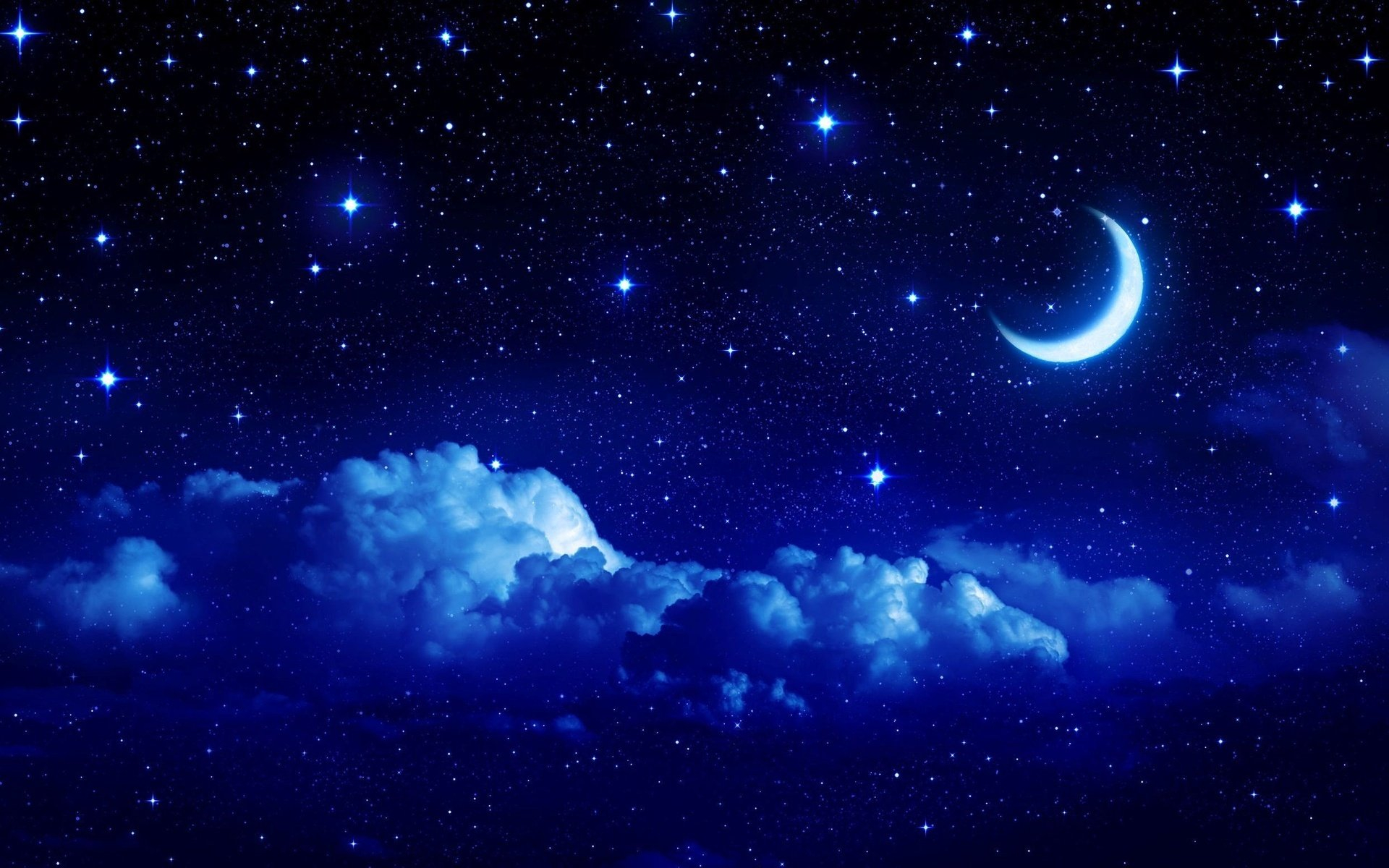 1920x1200 Night moon romance love stars sky clouds wallpaper | | 848678 |