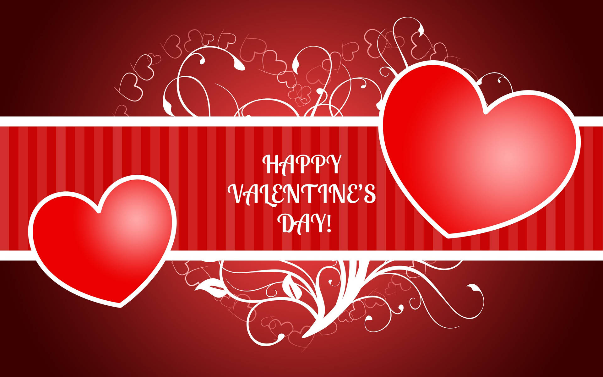 1920x1200 Download Happy Valentine's Day With Two Red Hearts Wallpaper | Wallpapers .com