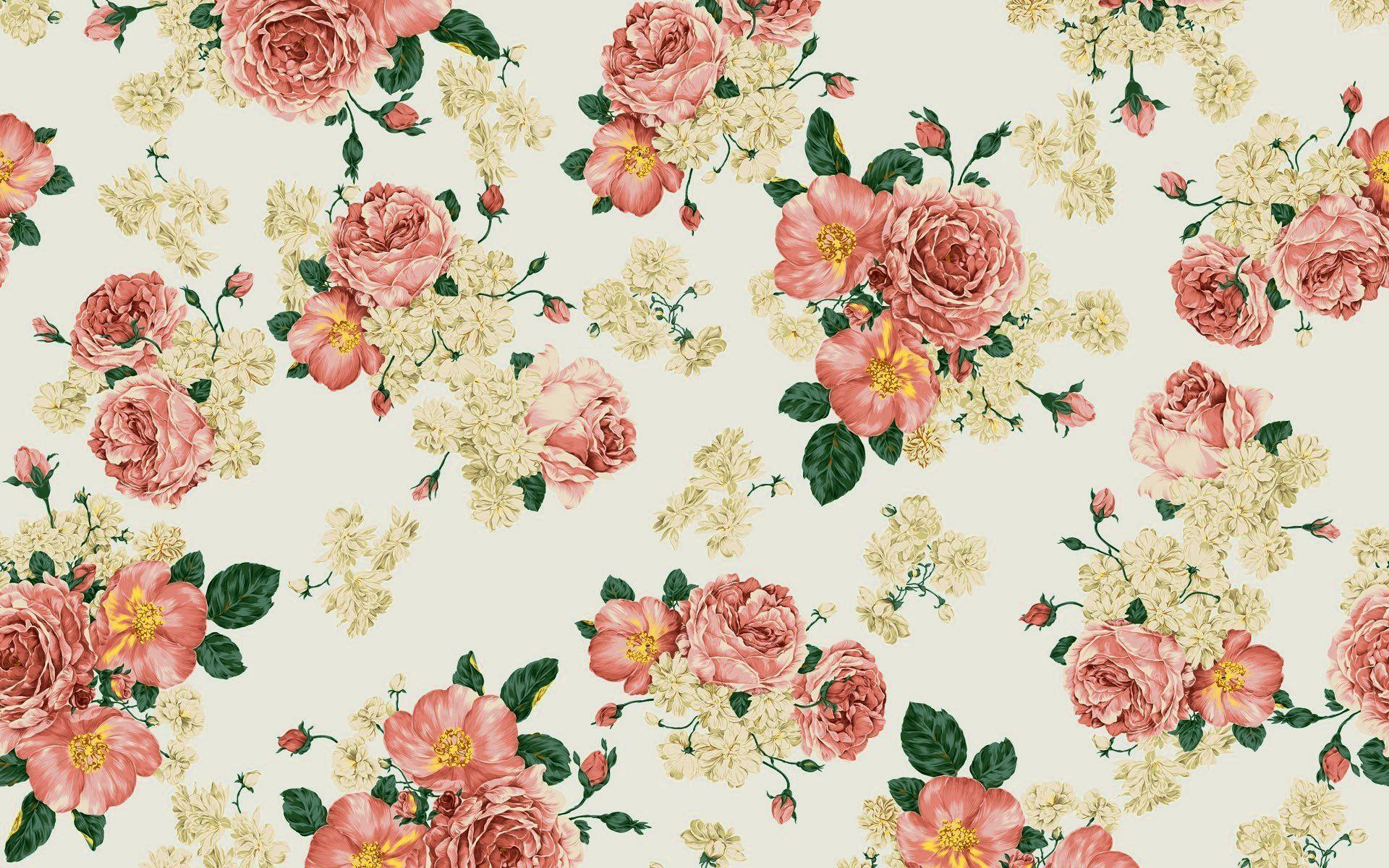 1920x1200 Vintage Floral Peach Wallpapers