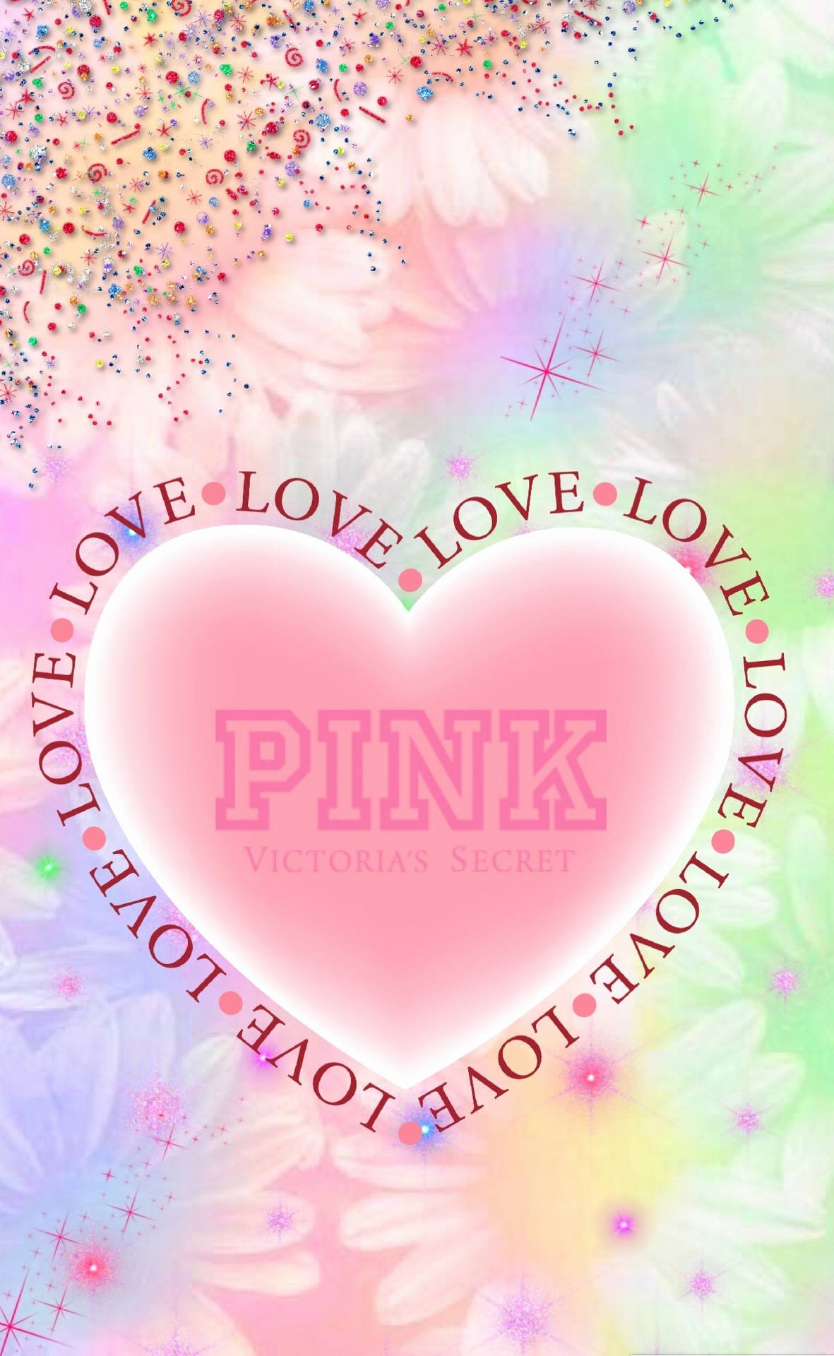 1181x1920 Download Victoria's Secret Heart Pink Floral Wallpaper