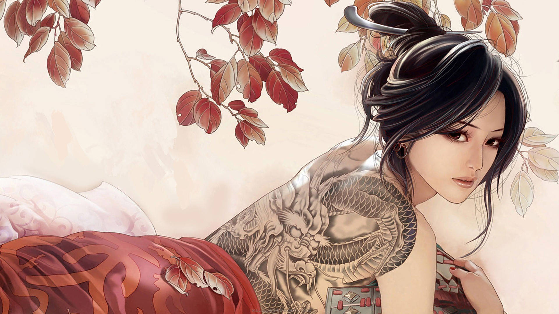 1920x1080 Download Anime Girl With Tattoo Wallpaper