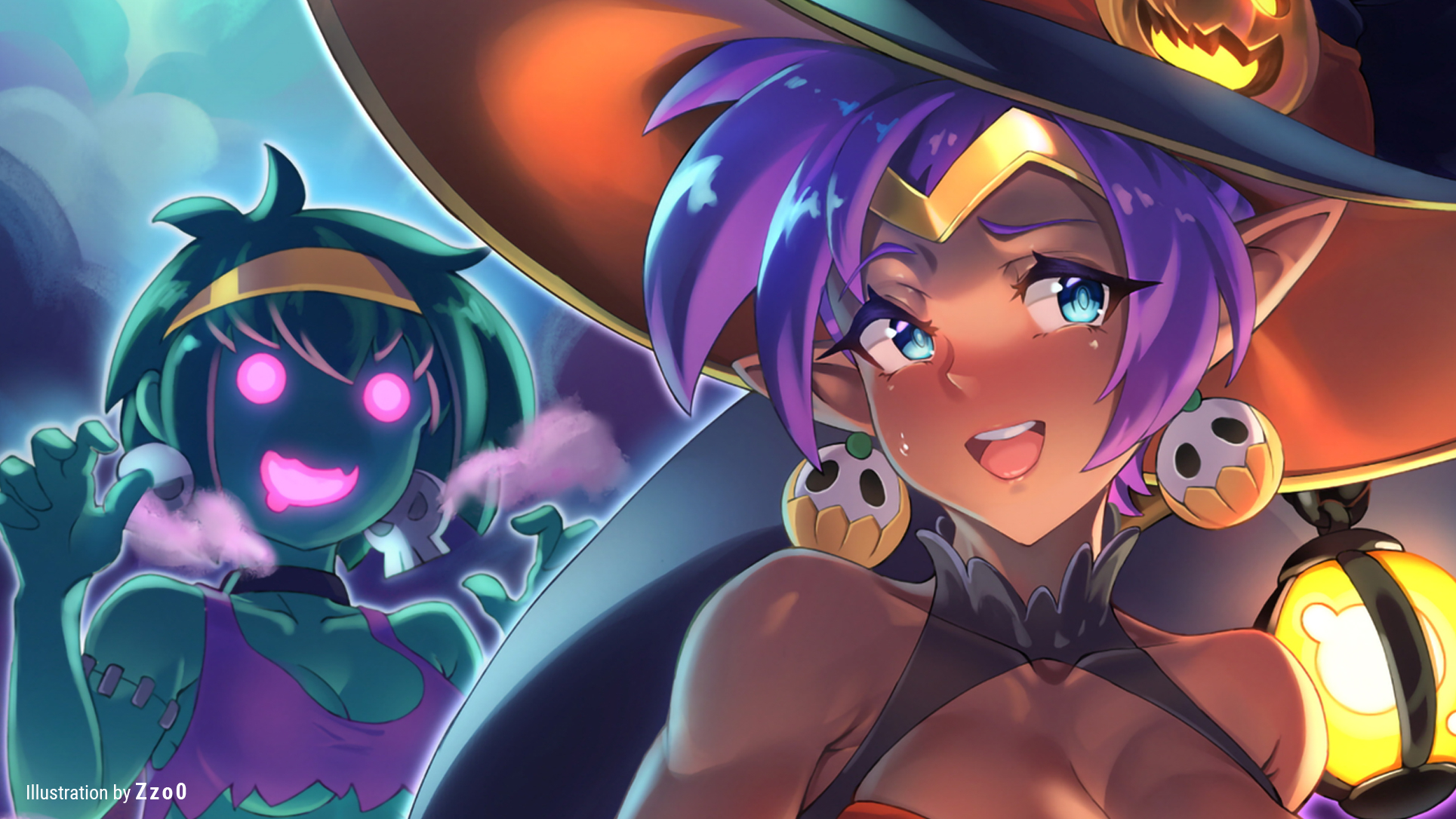 1929x1085 Shantae Halloween Wallpapers Cat with Monocle