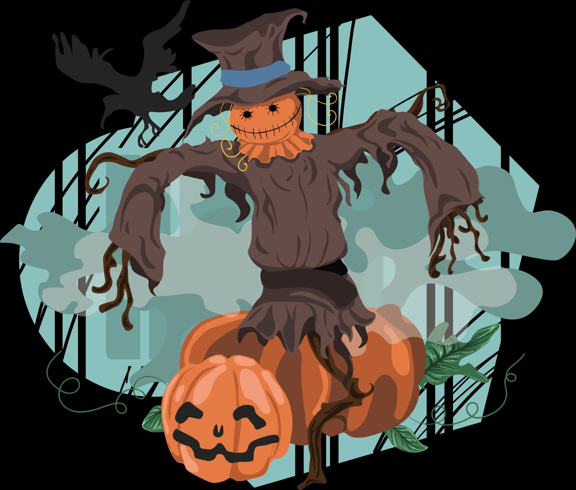 1920x1632 Scarecrow Halloween Pumpkin Crow Hat Horror Fear wallpaper | | 1061808