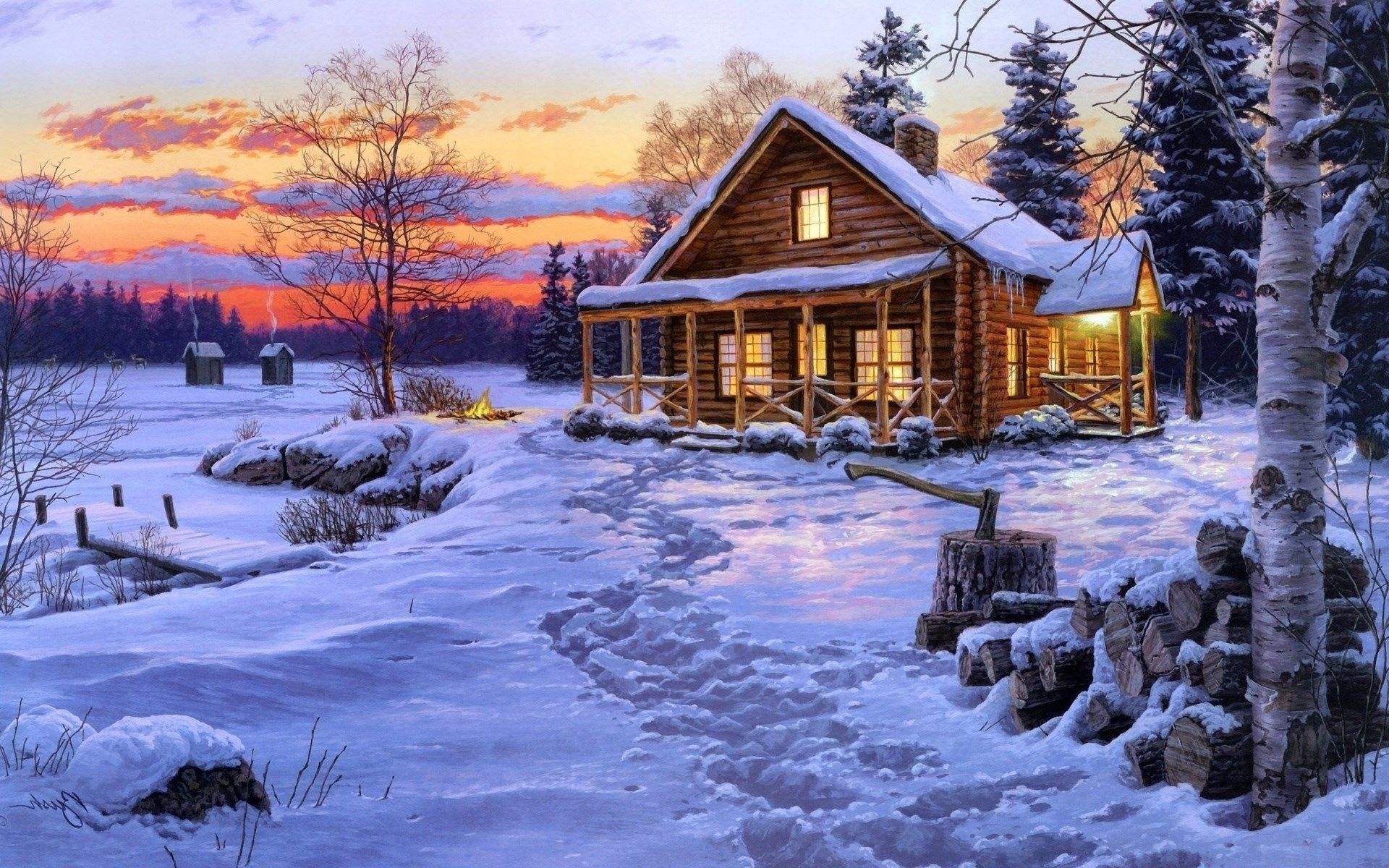 1920x1200 Log Cabin Winter Wallpapers Top Free Log Cabin Winter Backgrounds