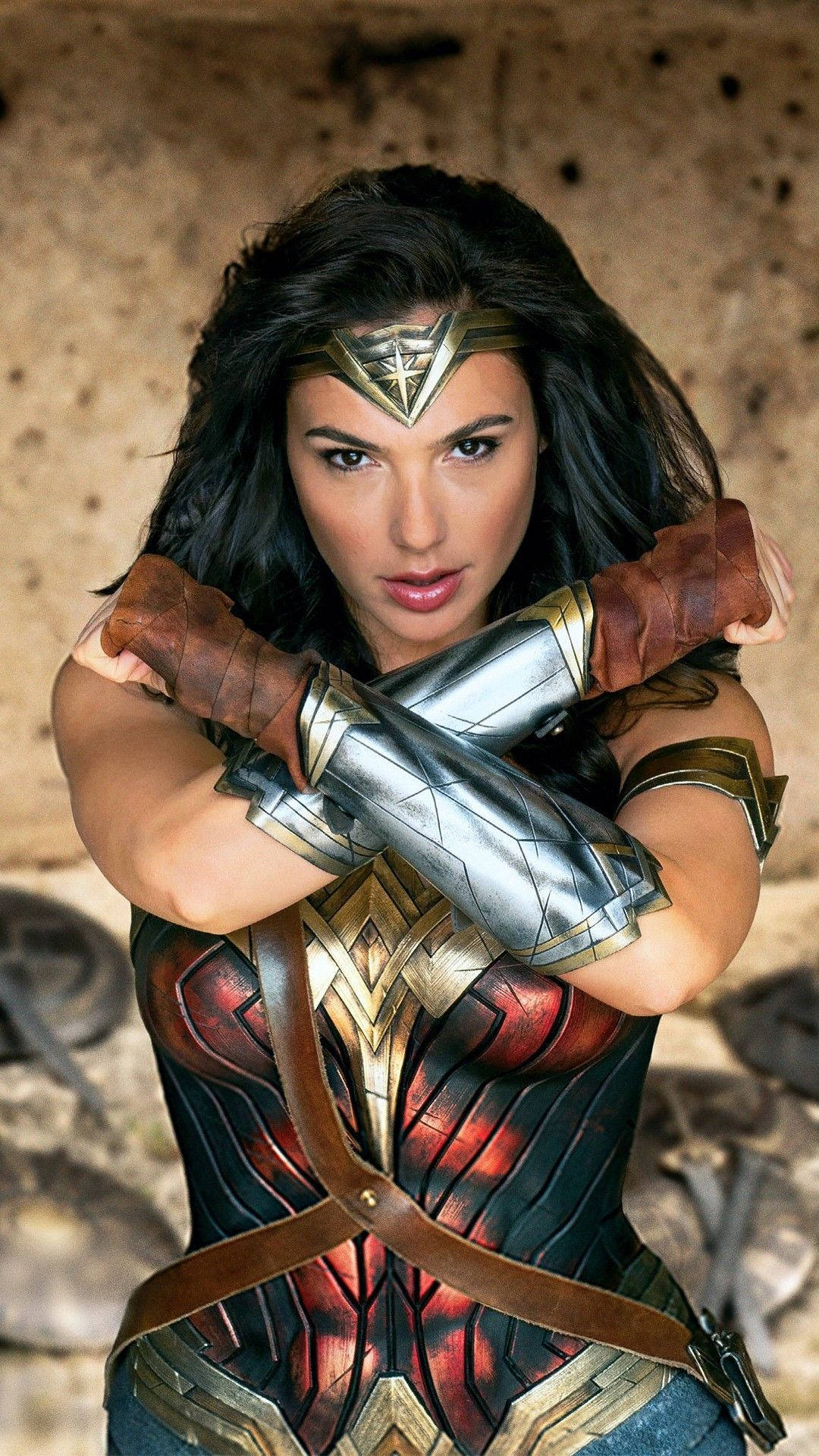 1080x1920 Download Wonder Woman With Crossed Arms Wallpaper