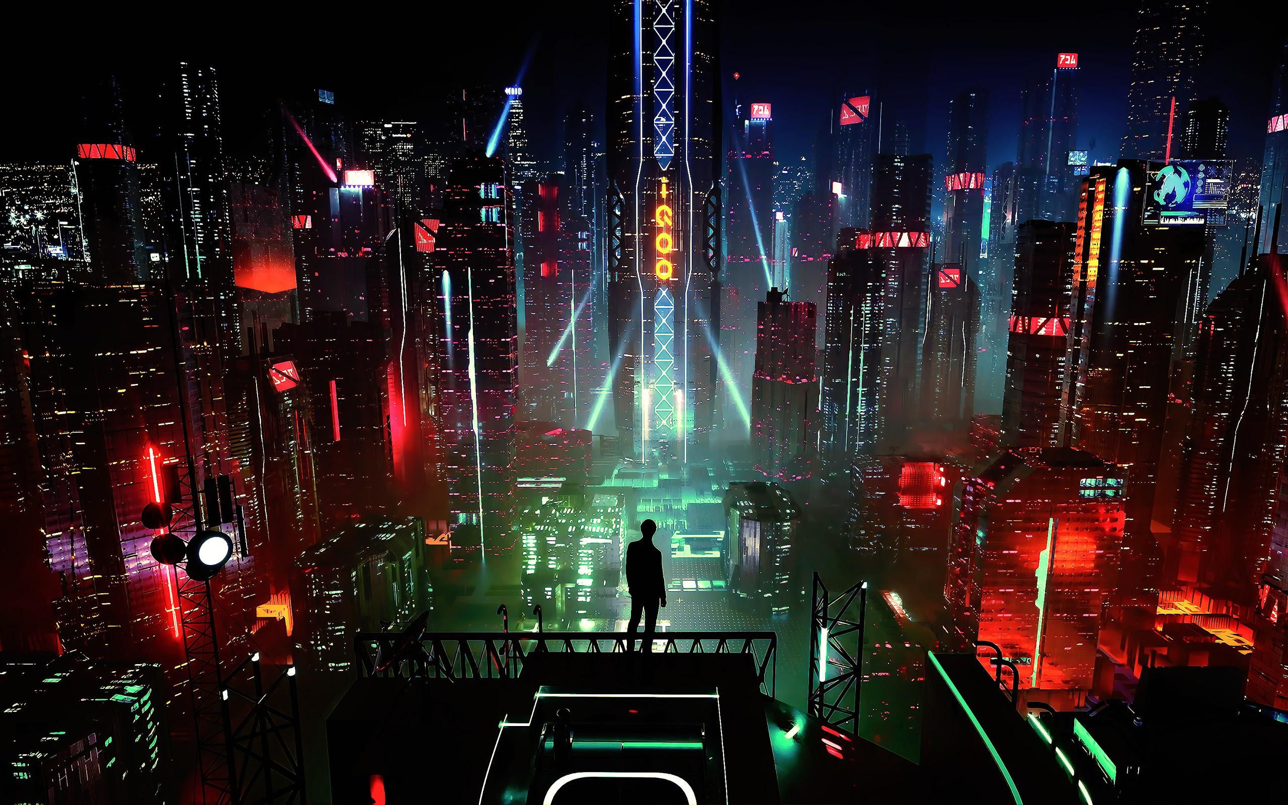 2560x1600 Night City Buildings [] | Futuristic city, Desktop wallpaper art, City wallpaper