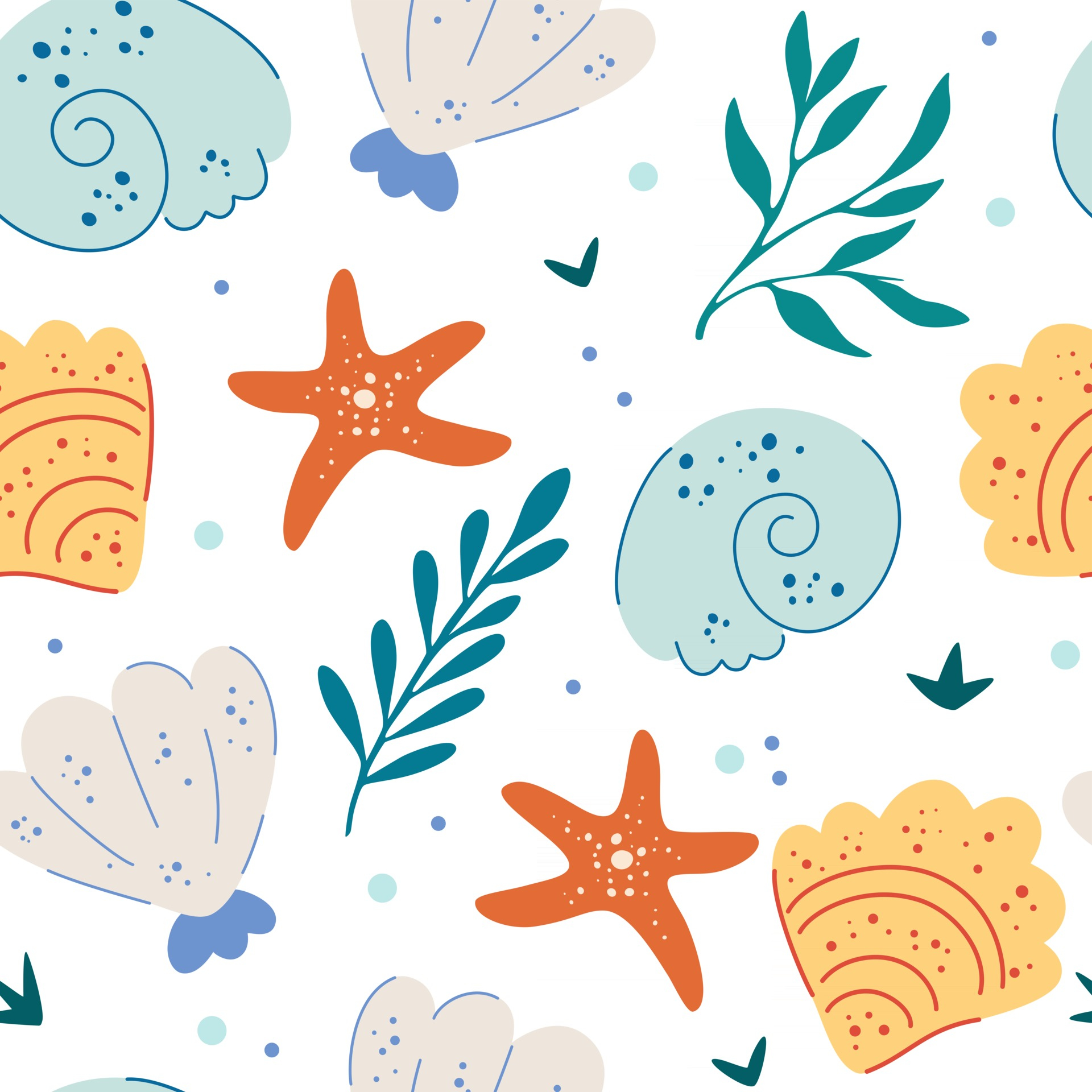 1920x1920 Sea shells and starfish seamless pattern Cute ocean background Fun underwater background great for ocean themes beach fabrics summer textiles or background wallpapers Flat vector illustration 2456355 Vector Art at Vecteezy