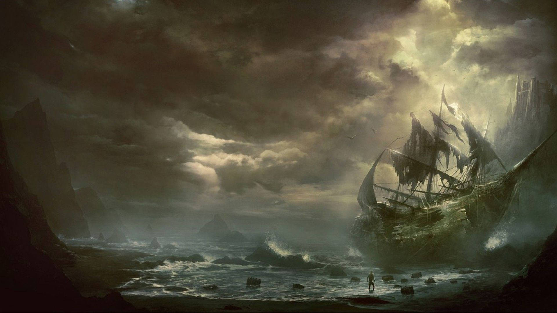 1920x1080 Download Aesthetic Abandoned Pirate Ship Wallpaper