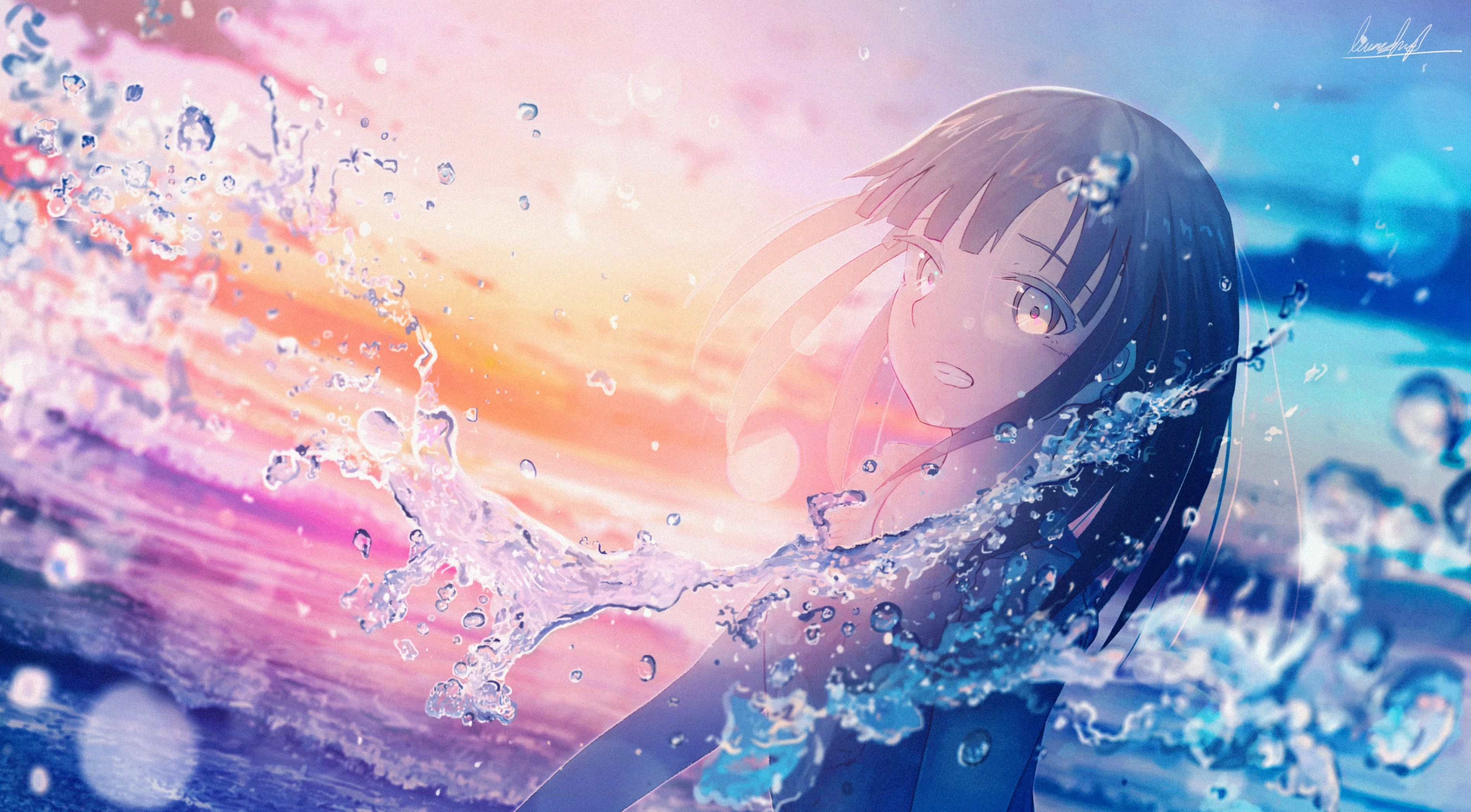 3800x2100 Water Anime Girl Wallpapers Top Free Water Anime Girl Backgrounds