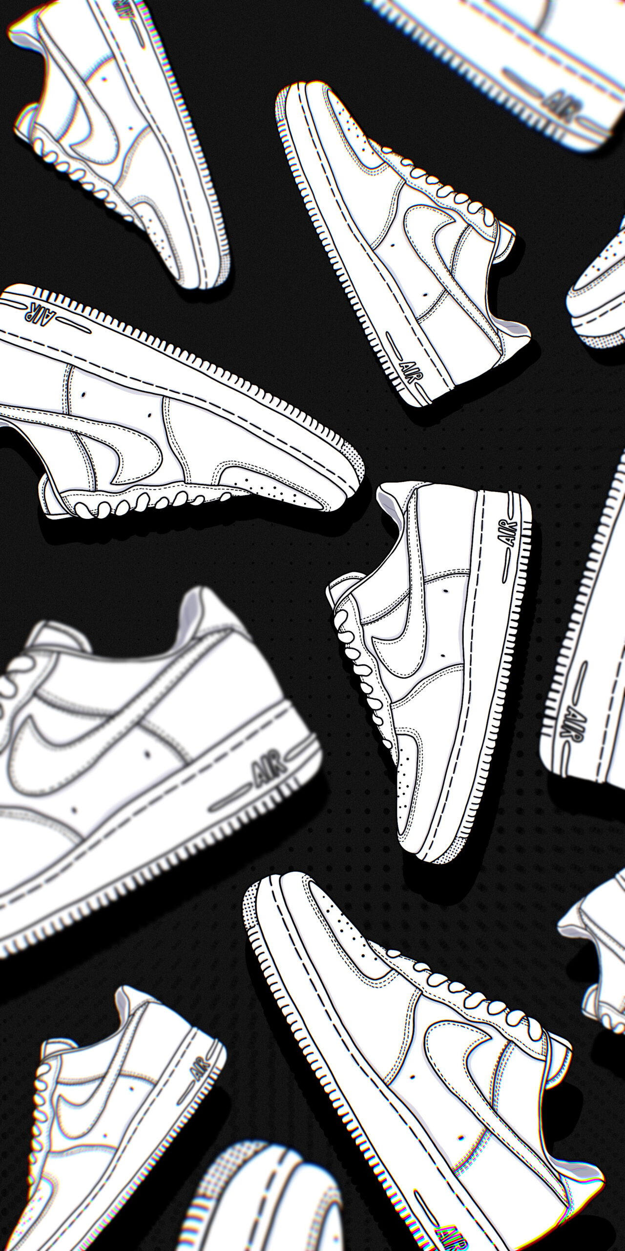 1280x2560 Nike Air Force 1 Shoes White \u0026 Black Wallpapers