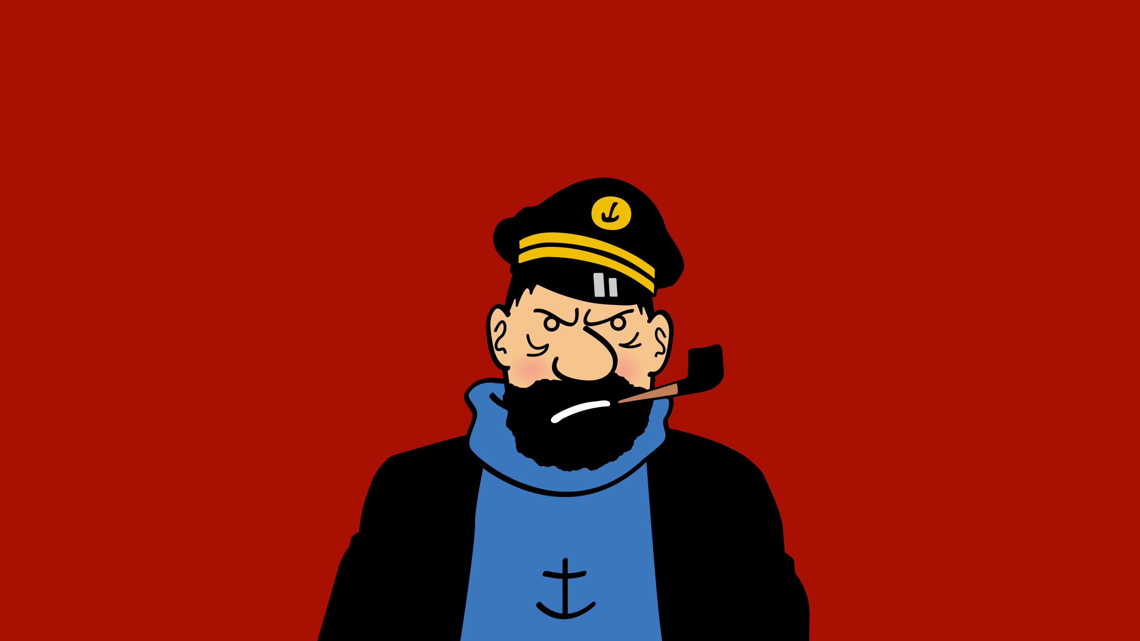 3840x2160 man in black shirt illustration #Tintin #drawing #comics #red Captain Archibald Haddock #Herge #sailors #4K #w&acirc;&#128;&brvbar; | Tintin, Captain haddock, Captain america wallpaper