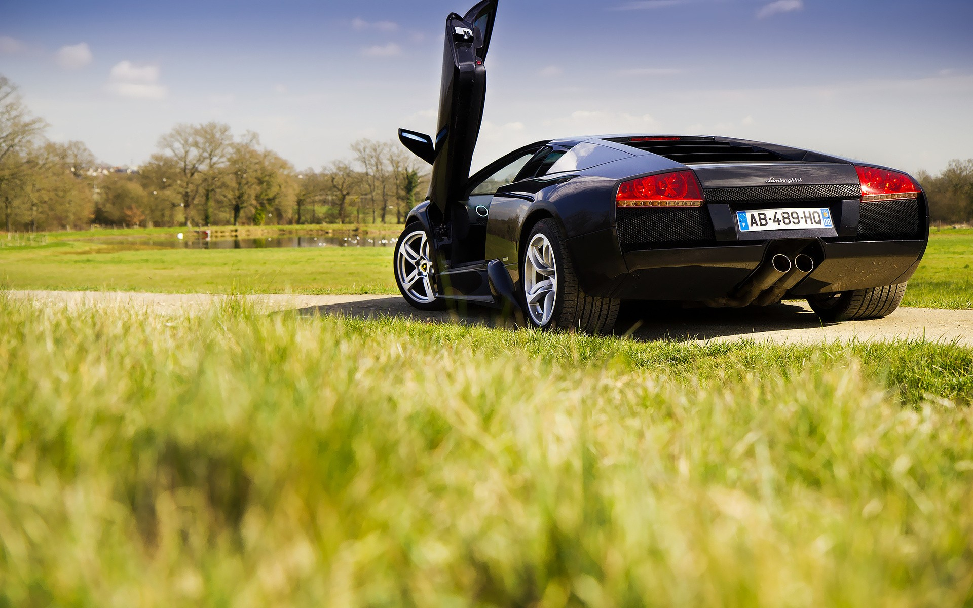 1920x1200 black, Lamborghini, Murcielago, In, Park Wallpapers HD / Desktop and Mobile Backgrounds