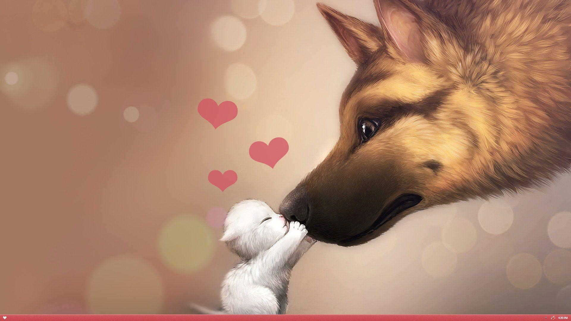 1920x1080 Valentine's Day Cat And Dog Wallpapers