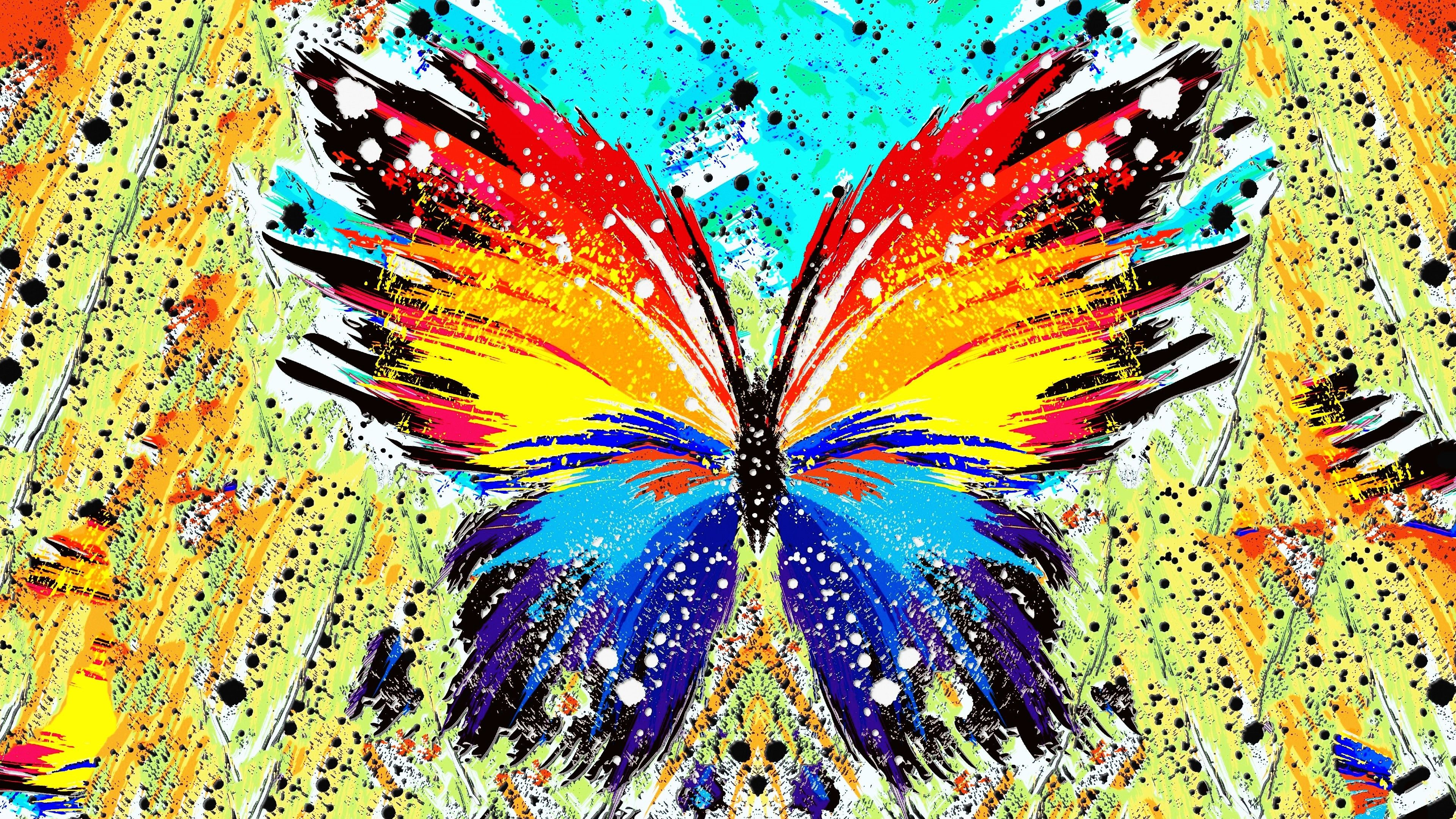 3840x2160 abstract, Paint Splatter, Butterfly Wallpapers HD / Desktop and Mobile Backgrounds | Posters art prints, Butterfly wallpaper, Painting